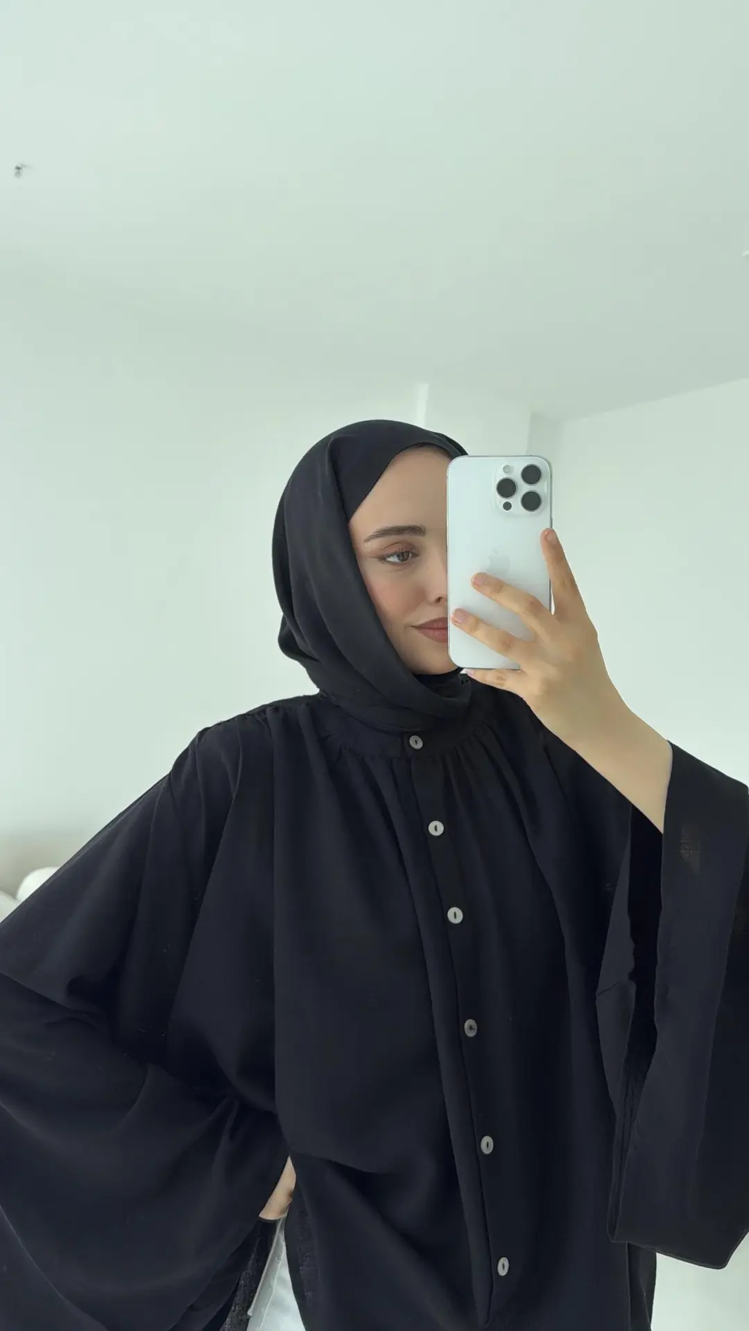 Geniş Kol Tasarım Keten Gömlek Siyah - Görsel 2