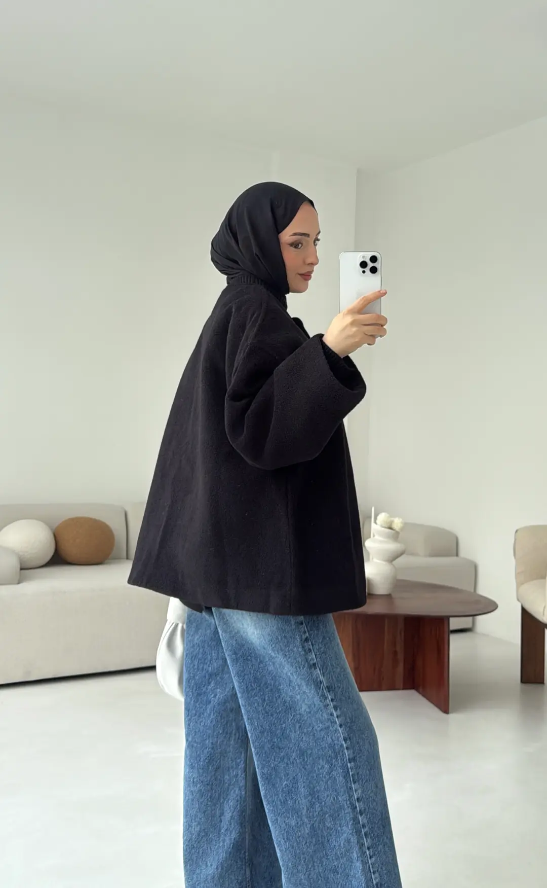 Gizli Düğmeli Kaban Siyah