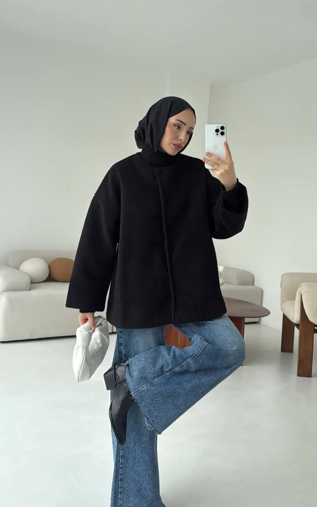 Gizli Düğmeli Kaban Siyah - Görsel 3