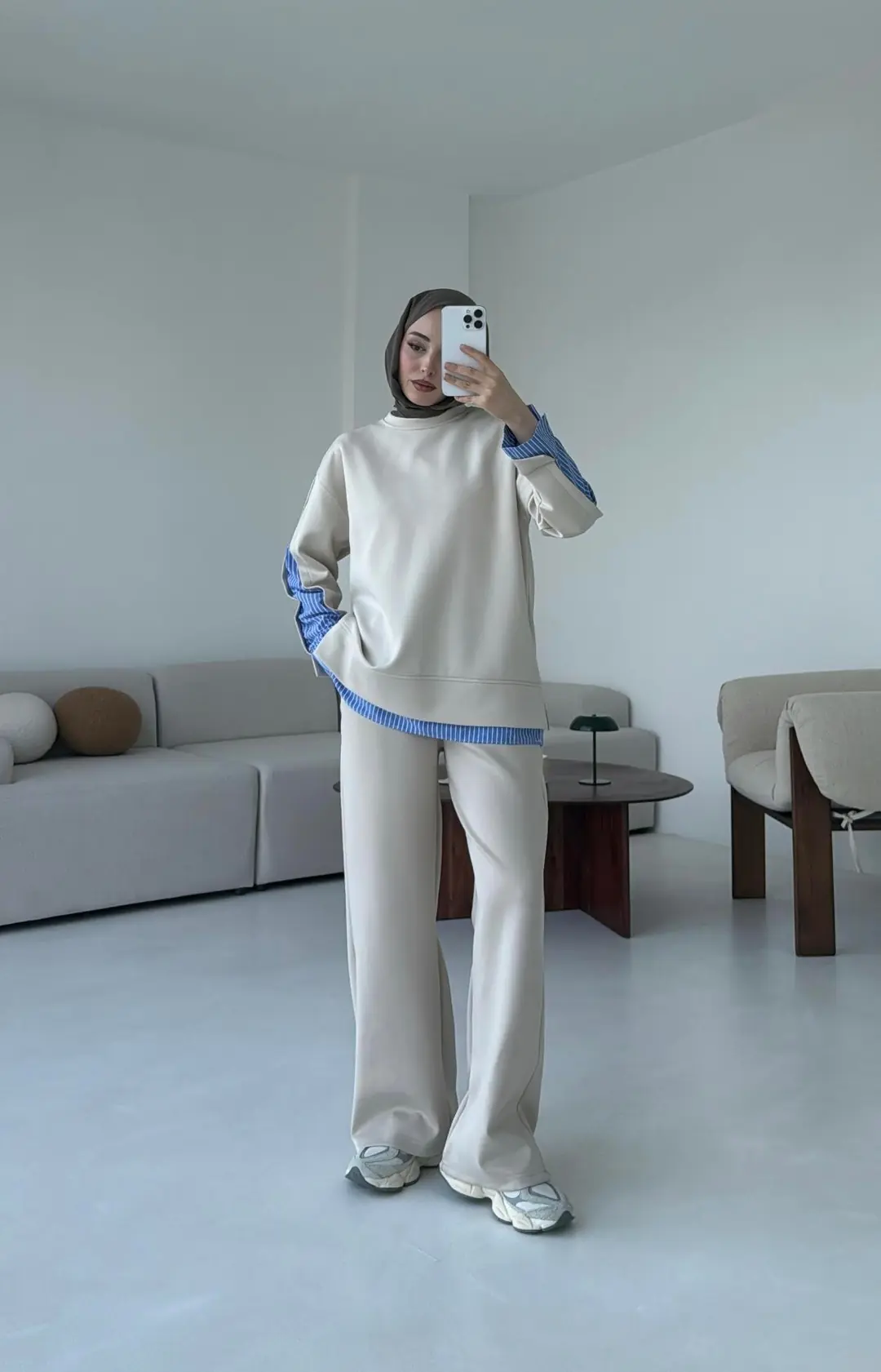 Gömlek Detay Scuba Takım Bej - Görsel 5