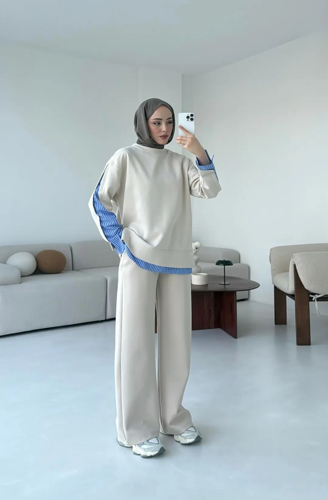 Gömlek Detay Scuba Takım Bej - Görsel 6