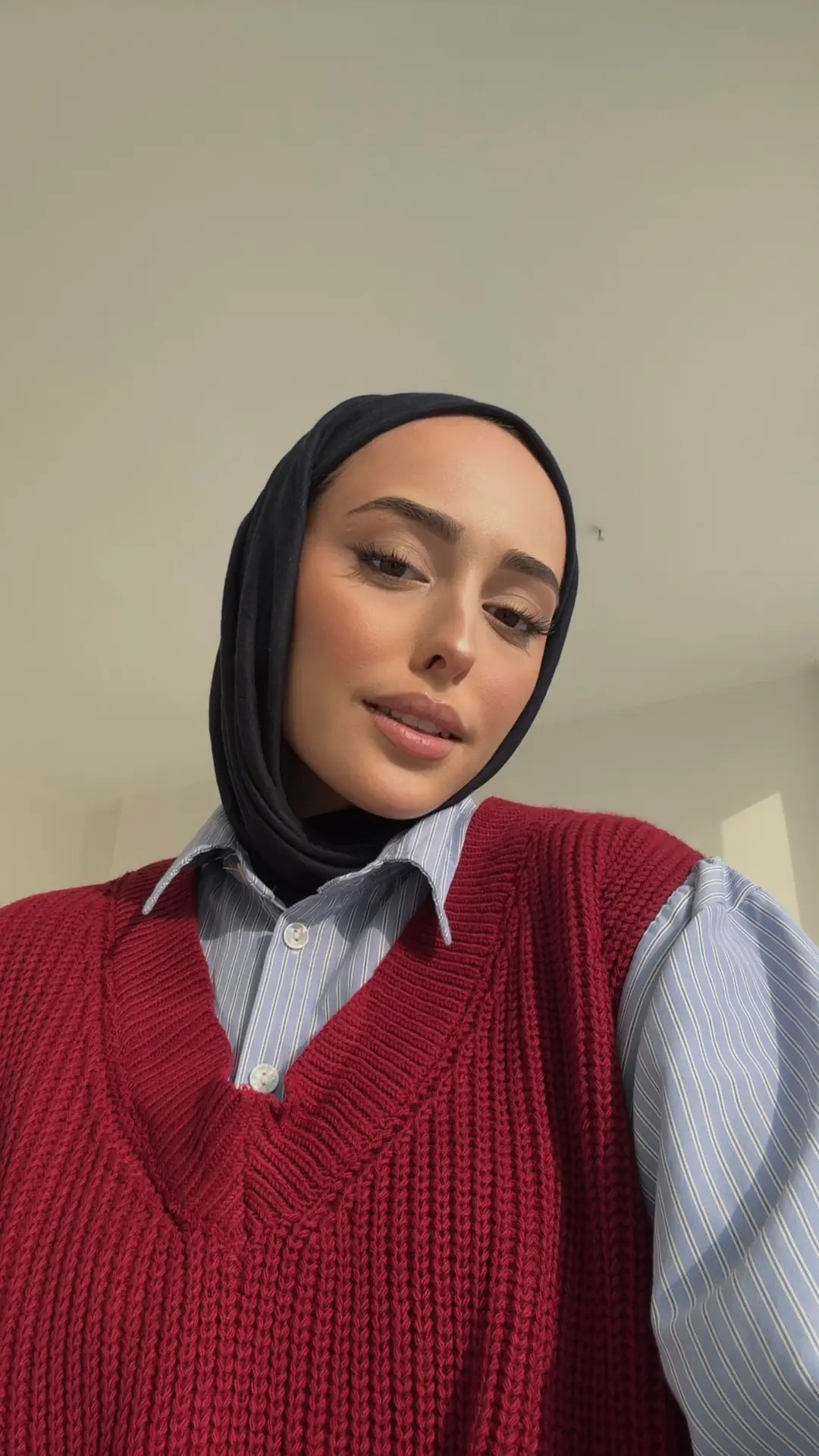 Gömlek Detaylı Triko Bordo - Görsel 6