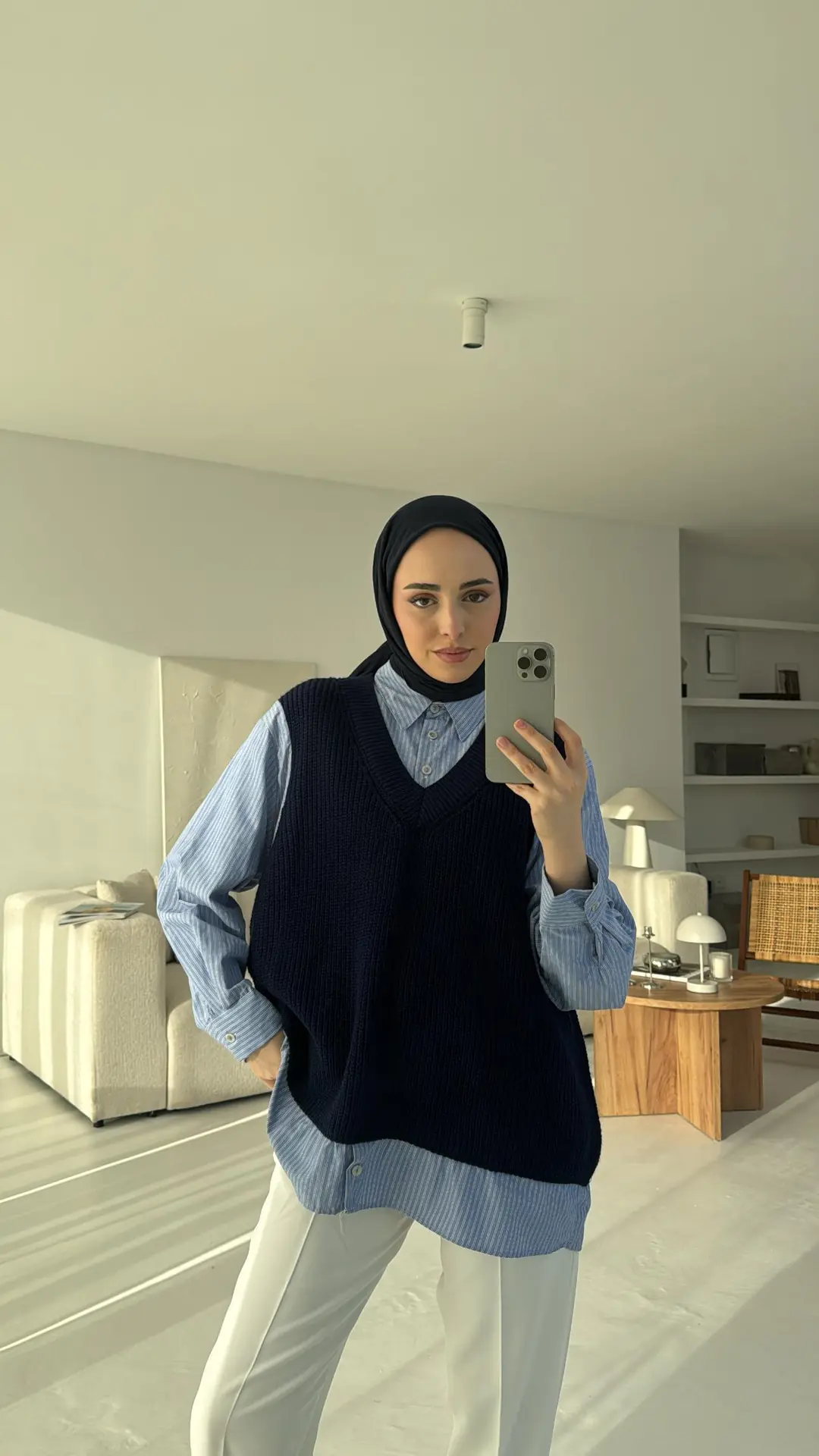 Gömlek Detaylı Triko Lacivert - Görsel 2