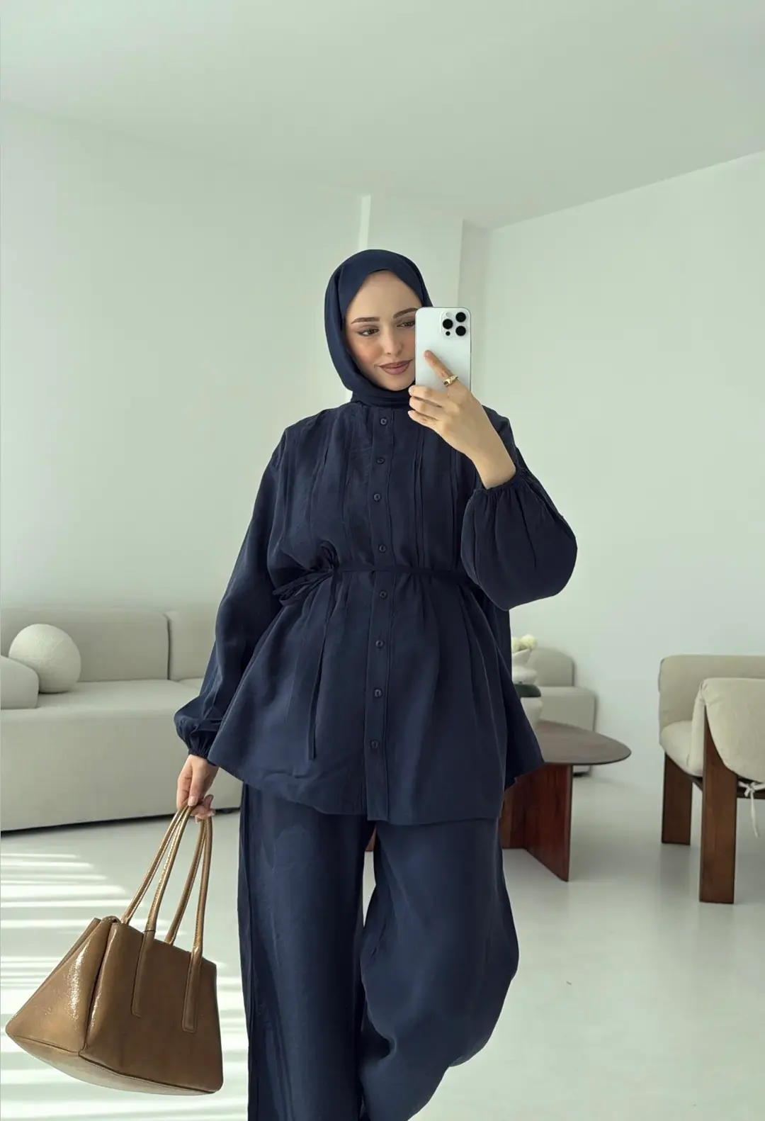 Gömlekli Nervürlü Takım Lacivert