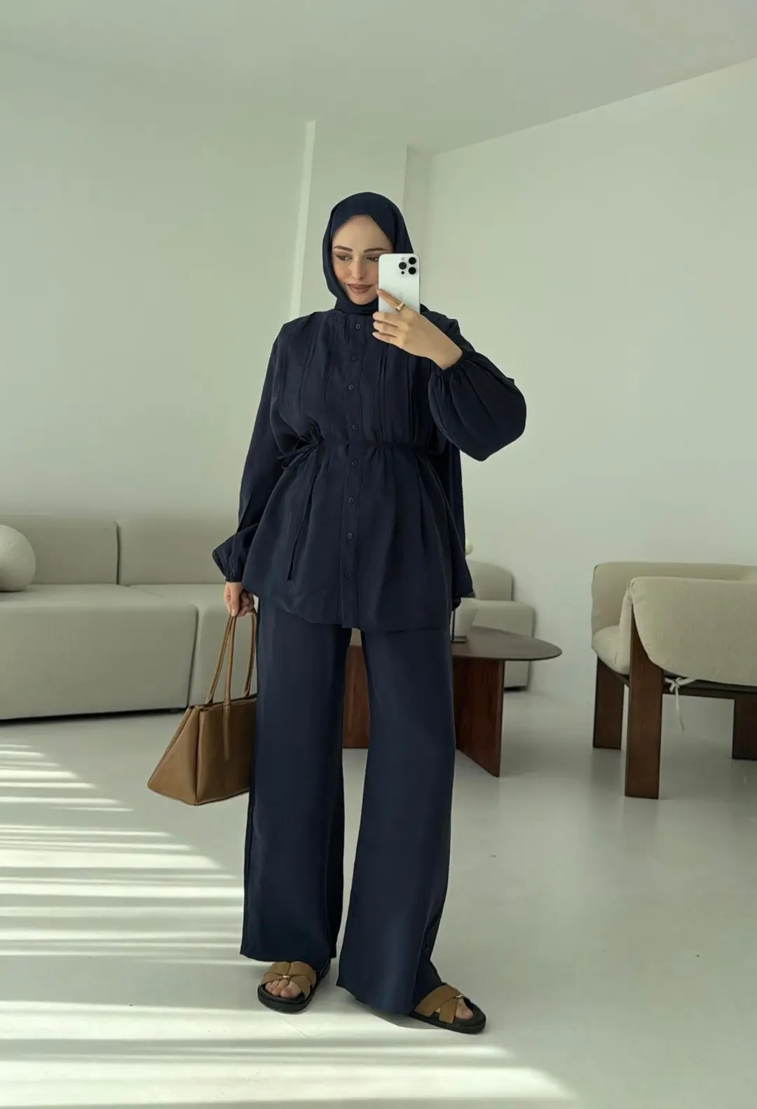 Gömlekli Nervürlü Takım Lacivert - Görsel 4