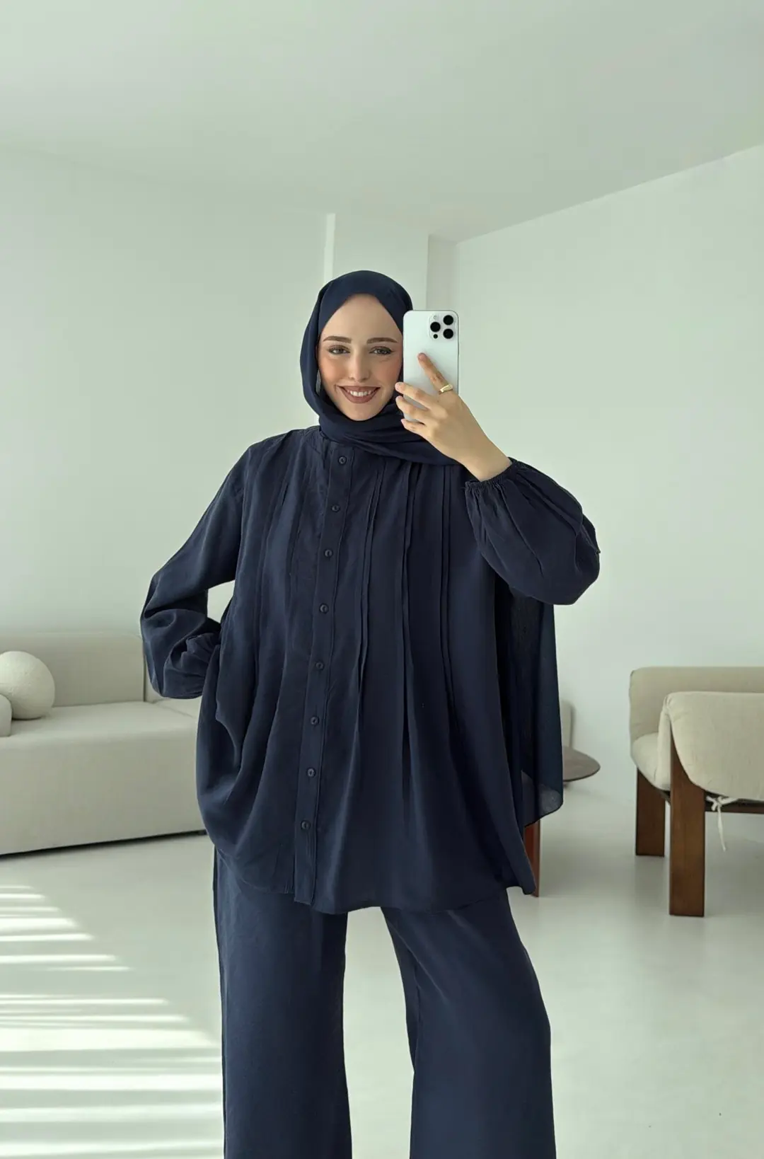 Gömlekli Nervürlü Takım Lacivert - Görsel 8