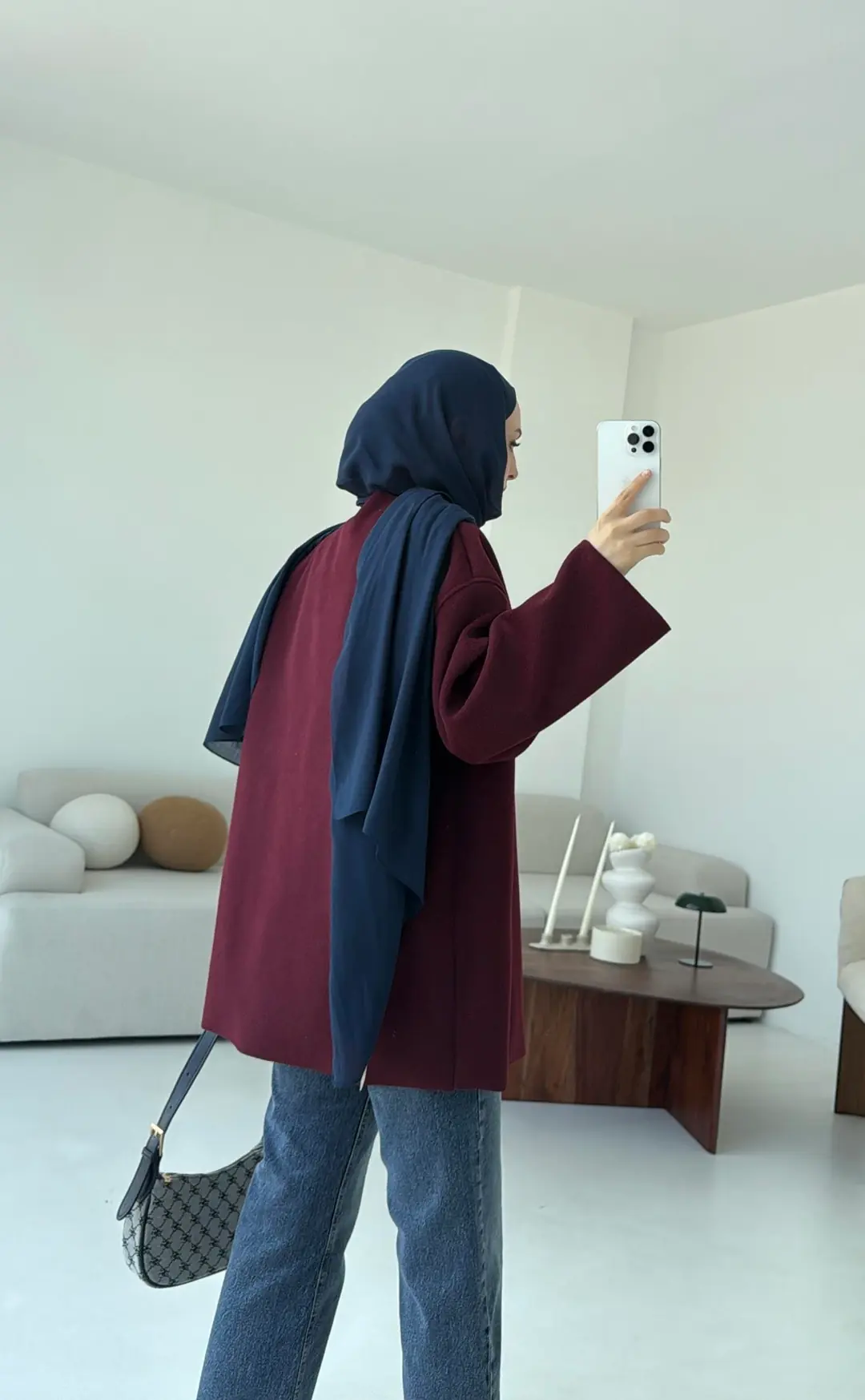 Hafif Tek Dügmeli Kaşe Ceket Bordo - Görsel 2