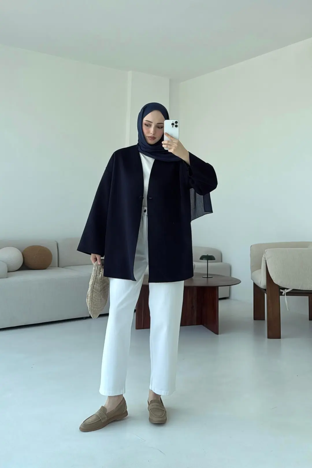 Hafif Tek Dügmeli Kaşe Ceket Lacivert