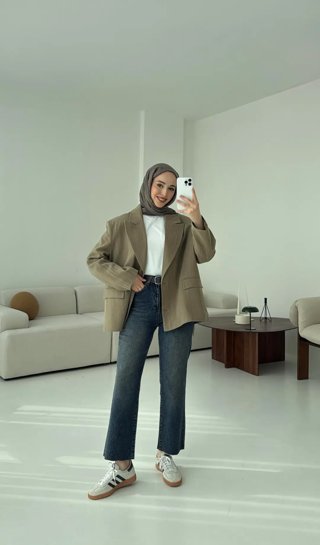 Haki Keten Oversize Blazer Ceket - Görsel 3