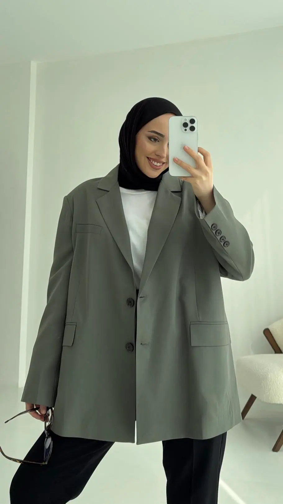 Haki Oversize Premium Blazer Ceket - Görsel 4