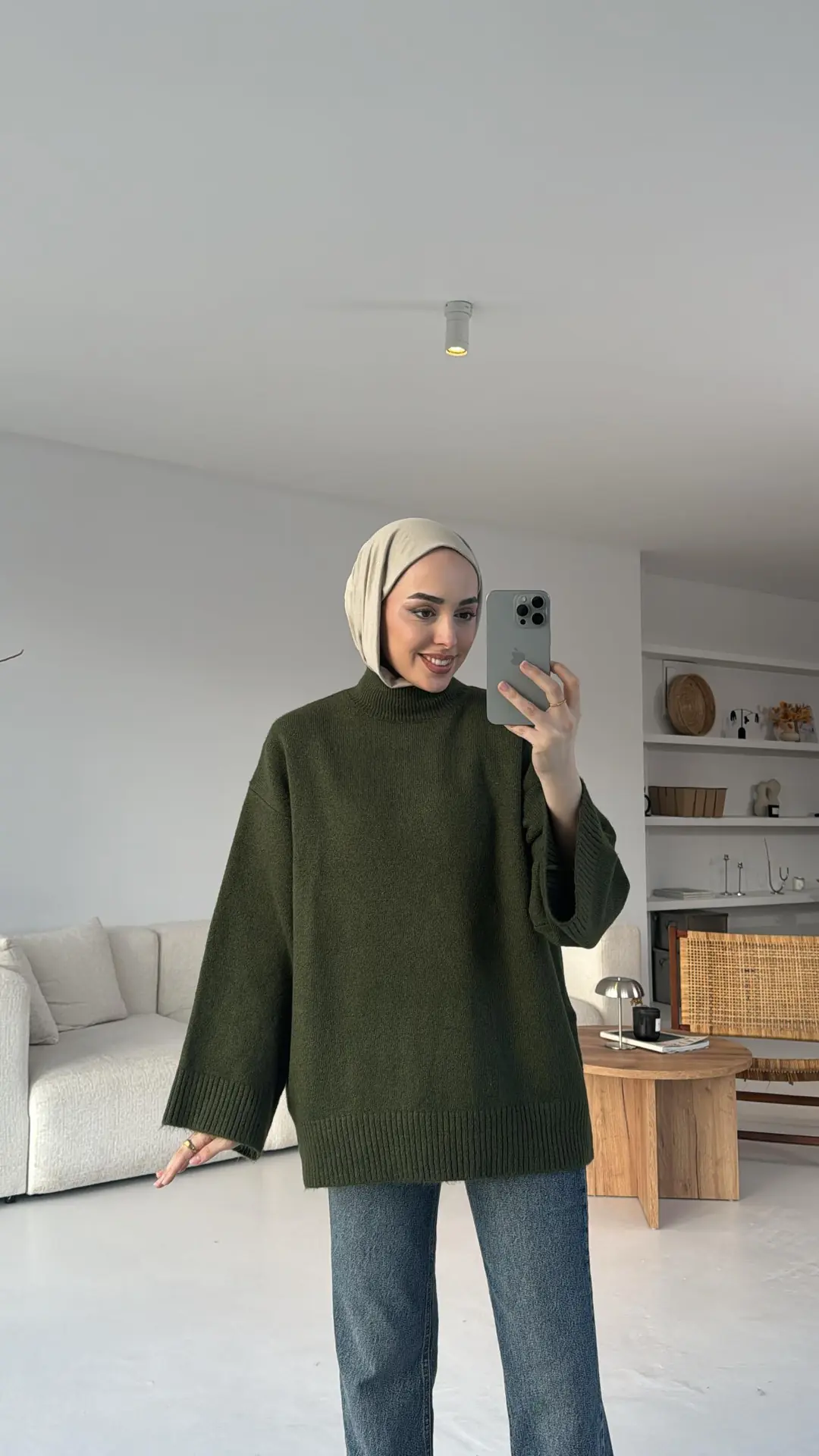 Haki Yarım Yaka Triko