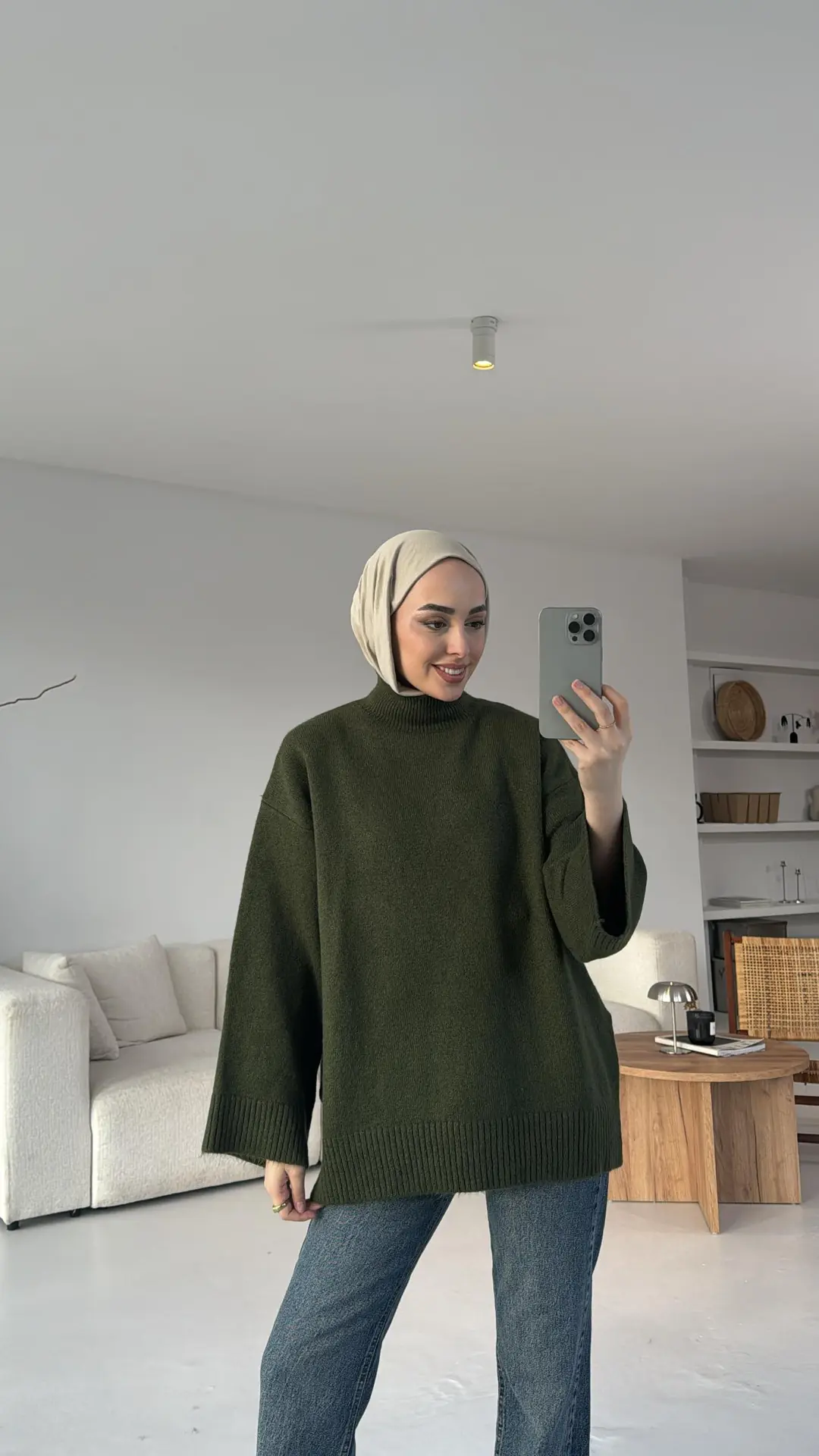 Haki Yarım Yaka Triko - Görsel 4