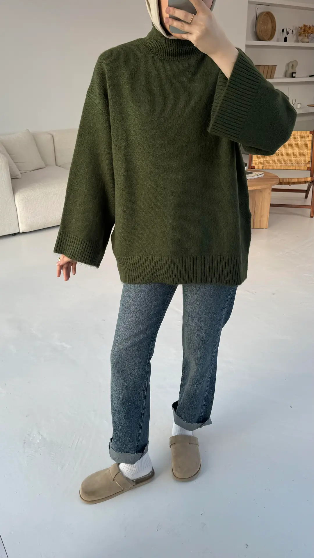 Haki Yarım Yaka Triko - Görsel 5