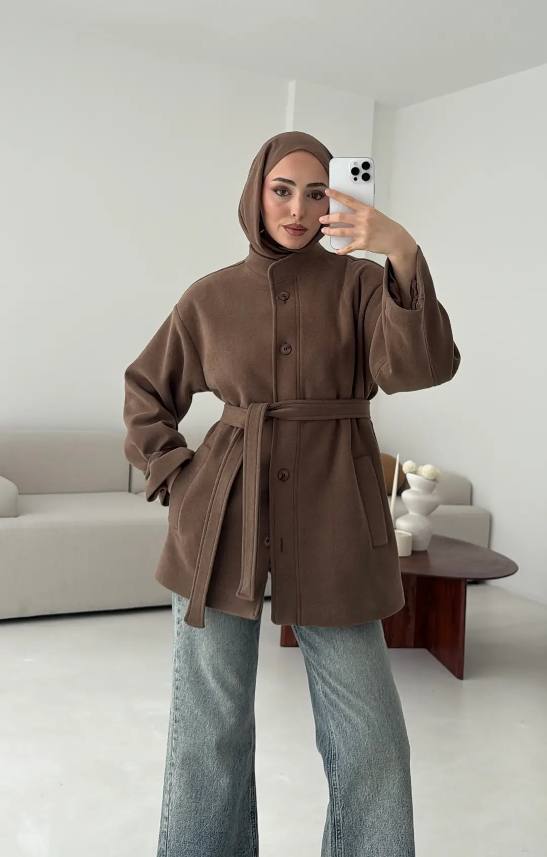 Hakim Yaka Atkılı Ceket/Kaban Camel