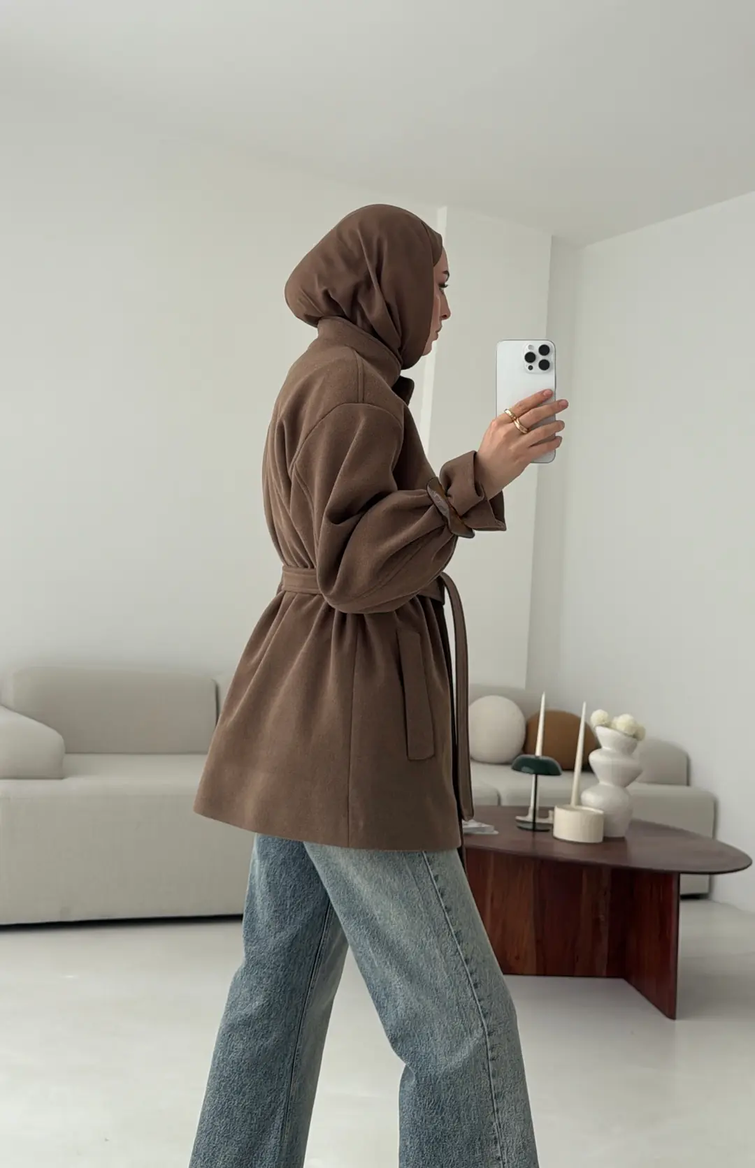 Hakim Yaka Atkılı Ceket/Kaban Camel - Görsel 2