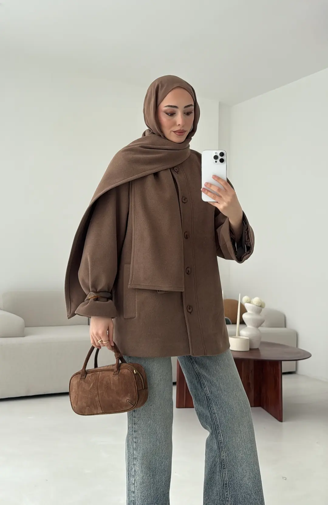 Hakim Yaka Atkılı Ceket/Kaban Camel - Görsel 3