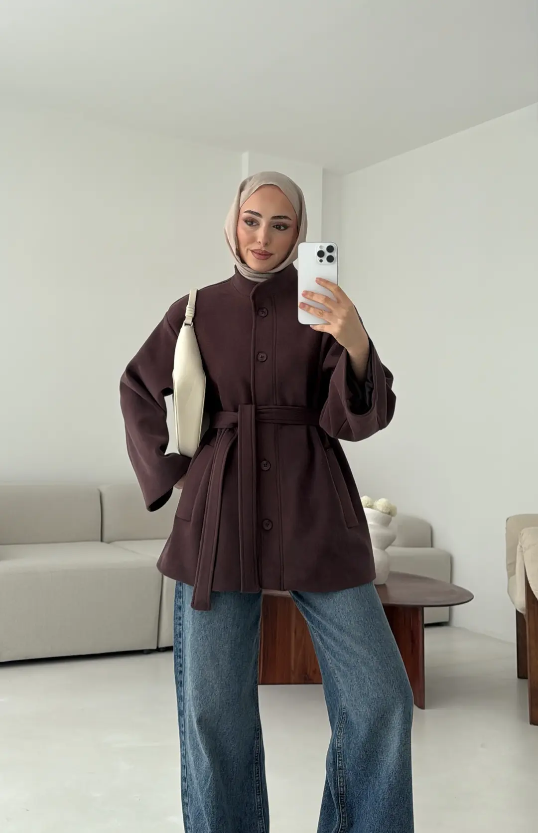 Hakim Yaka Atkılı Ceket/Kaban Mürdüm