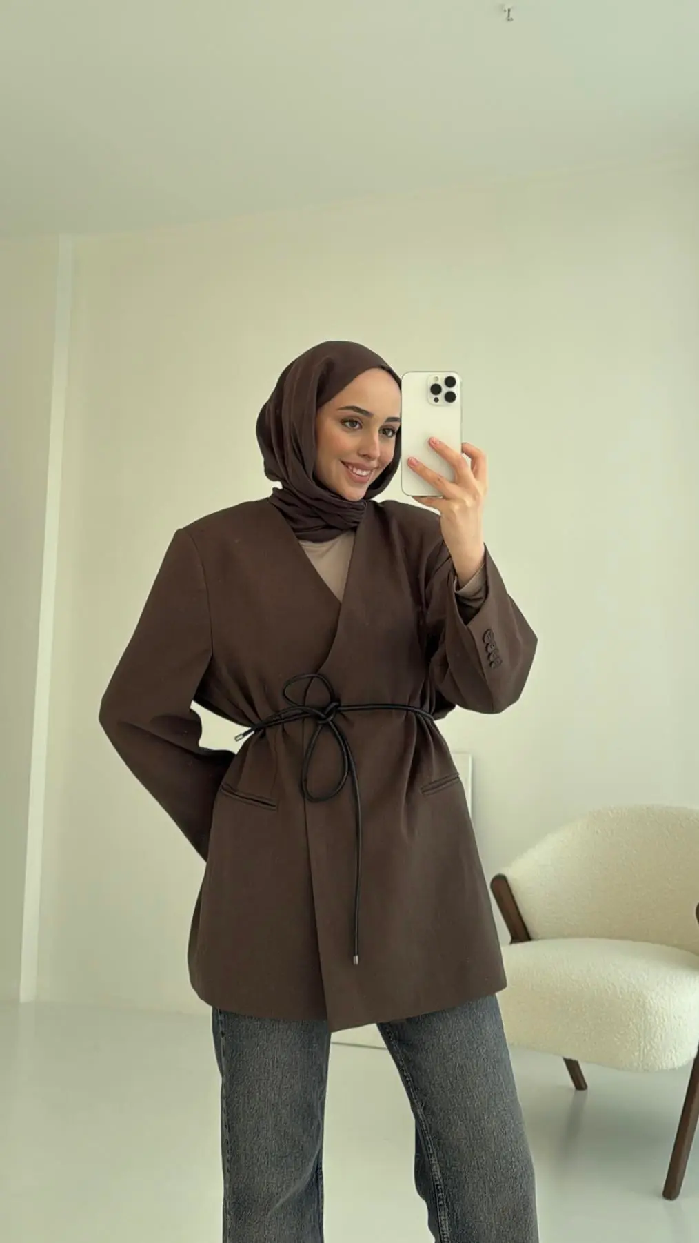 Hakim Yaka Blazer Ceket Kahve - Görsel 2