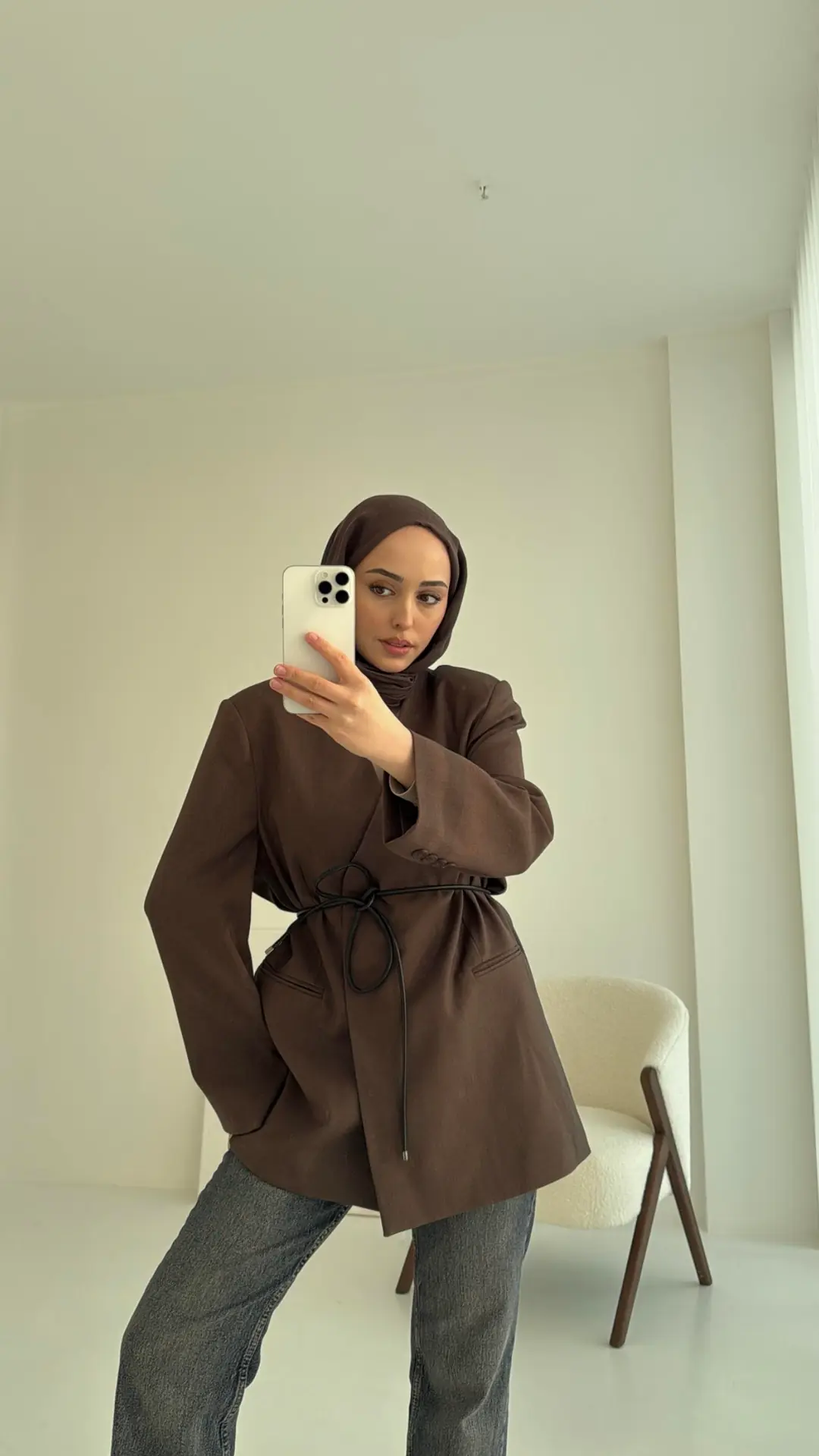 Hakim Yaka Blazer Ceket Kahve - Görsel 3