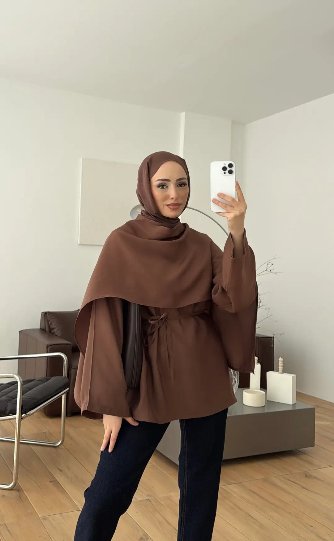 Hakim Yaka Bluz Gömlek Kahve