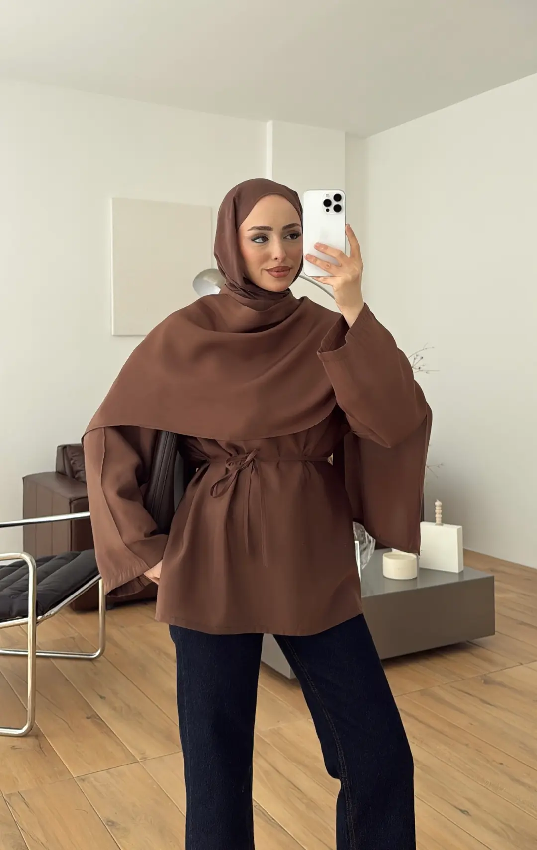 Hakim Yaka Bluz Gömlek Kahve - Görsel 4