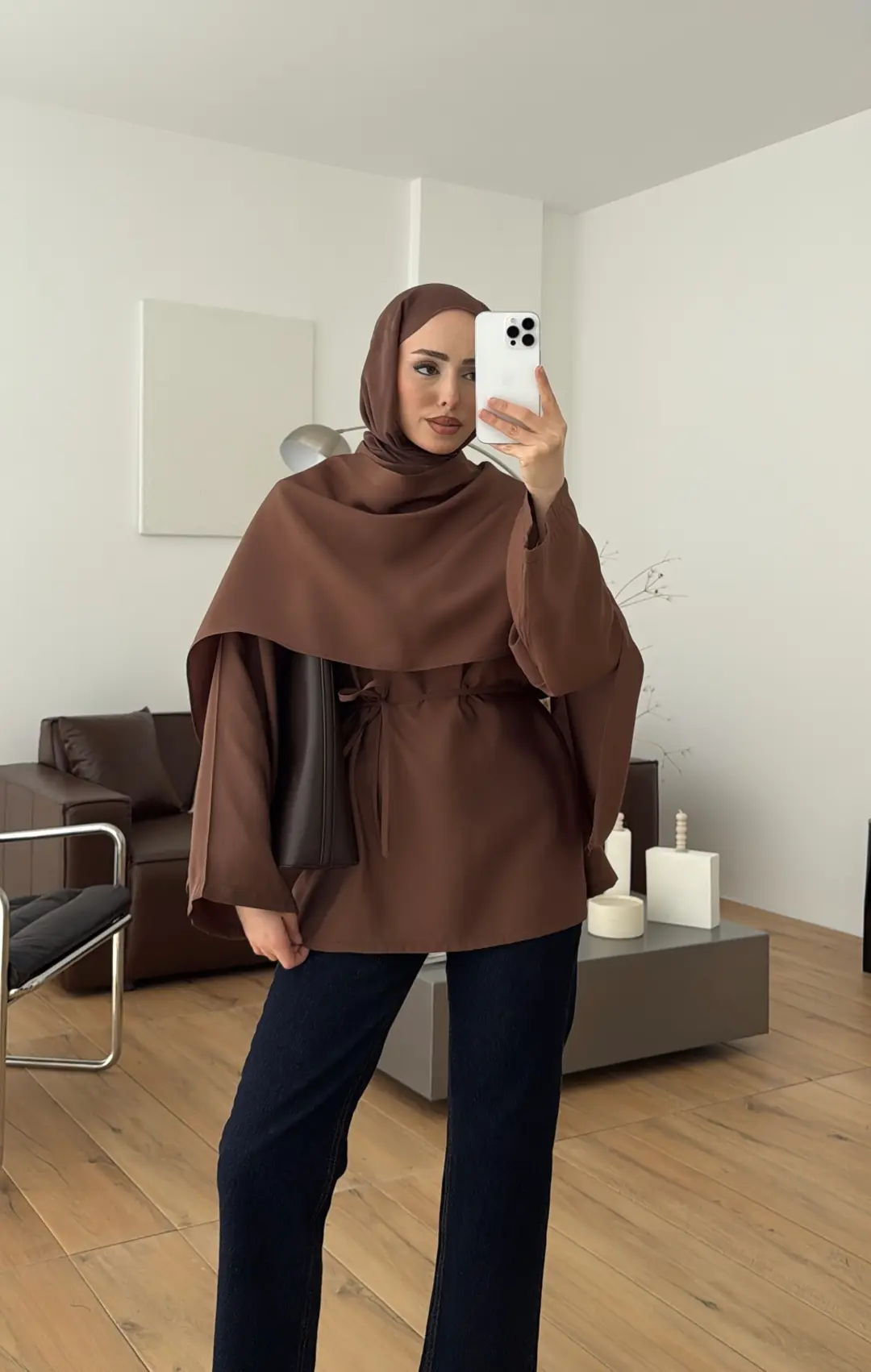 Hakim Yaka Bluz Gömlek Kahve - Görsel 6