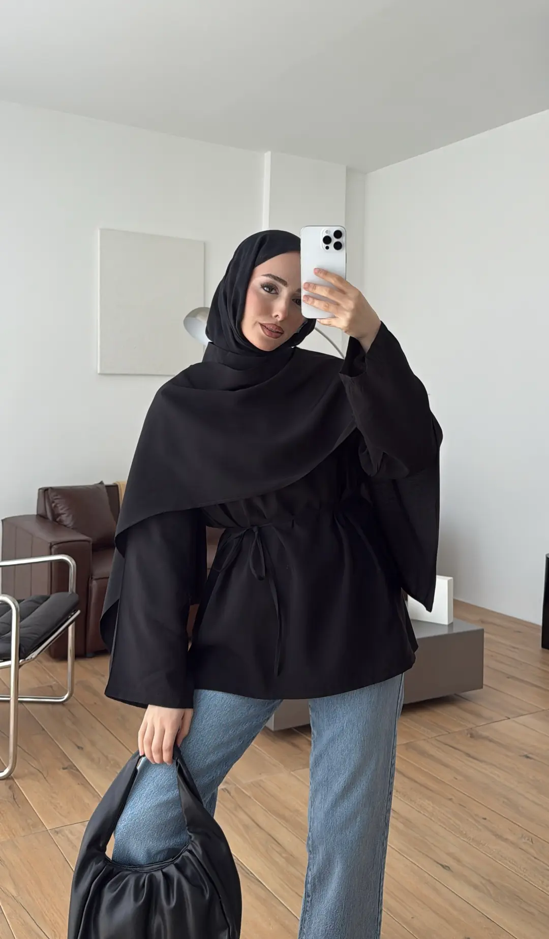 Hakim Yaka Bluz Gömlek Siyah