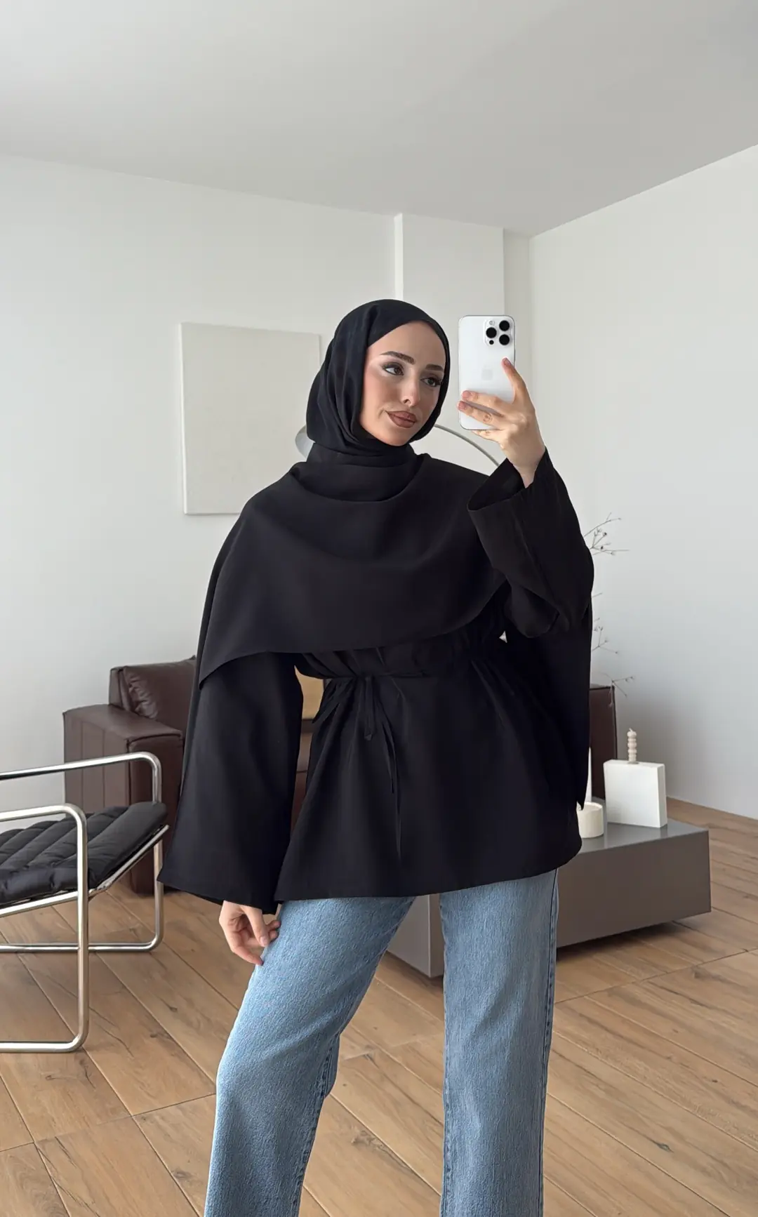 Hakim Yaka Bluz Gömlek Siyah - Görsel 7