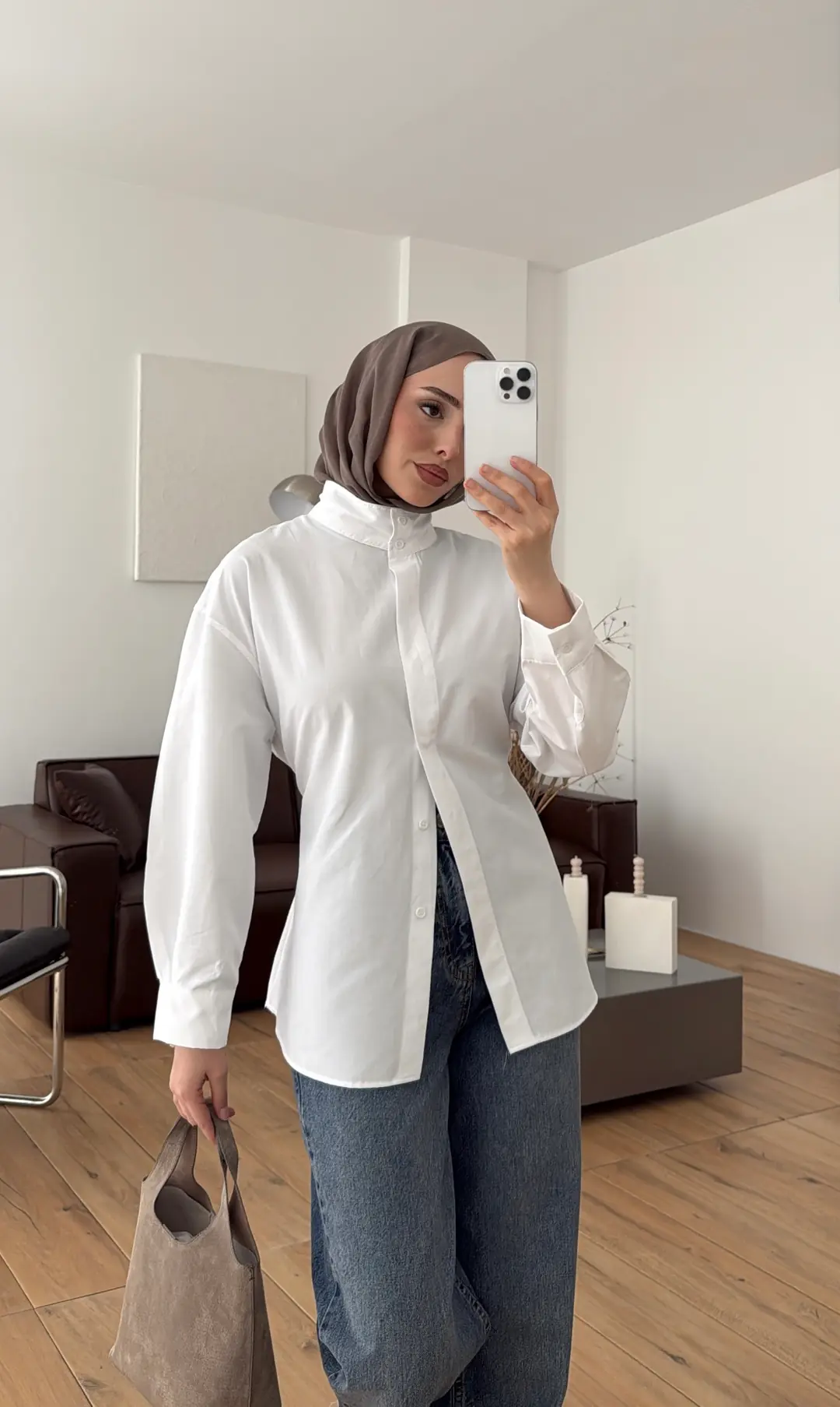 Hakim Yaka Gömlek Beyaz - Görsel 3