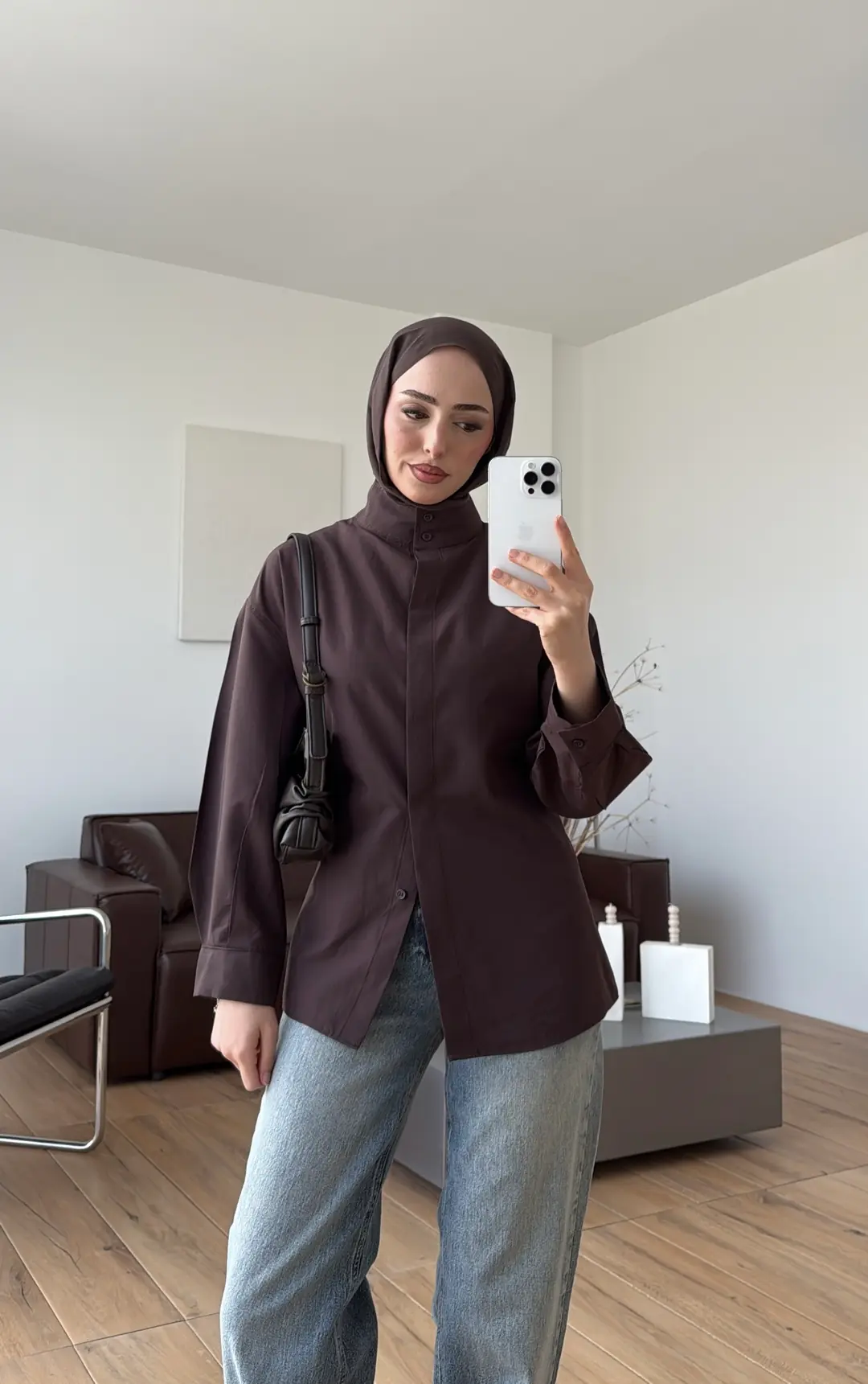 Hakim Yaka Gömlek Kahve - Görsel 7