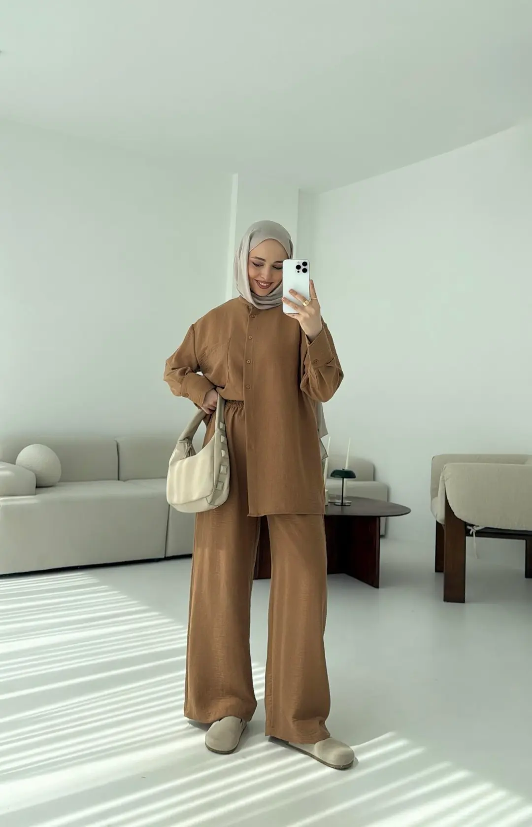 Hakim Yaka Gömlekli Takım Kiremit - Görsel 3