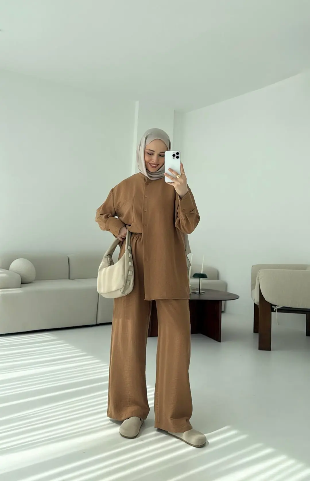 Hakim Yaka Gömlekli Takım Kiremit - Görsel 3