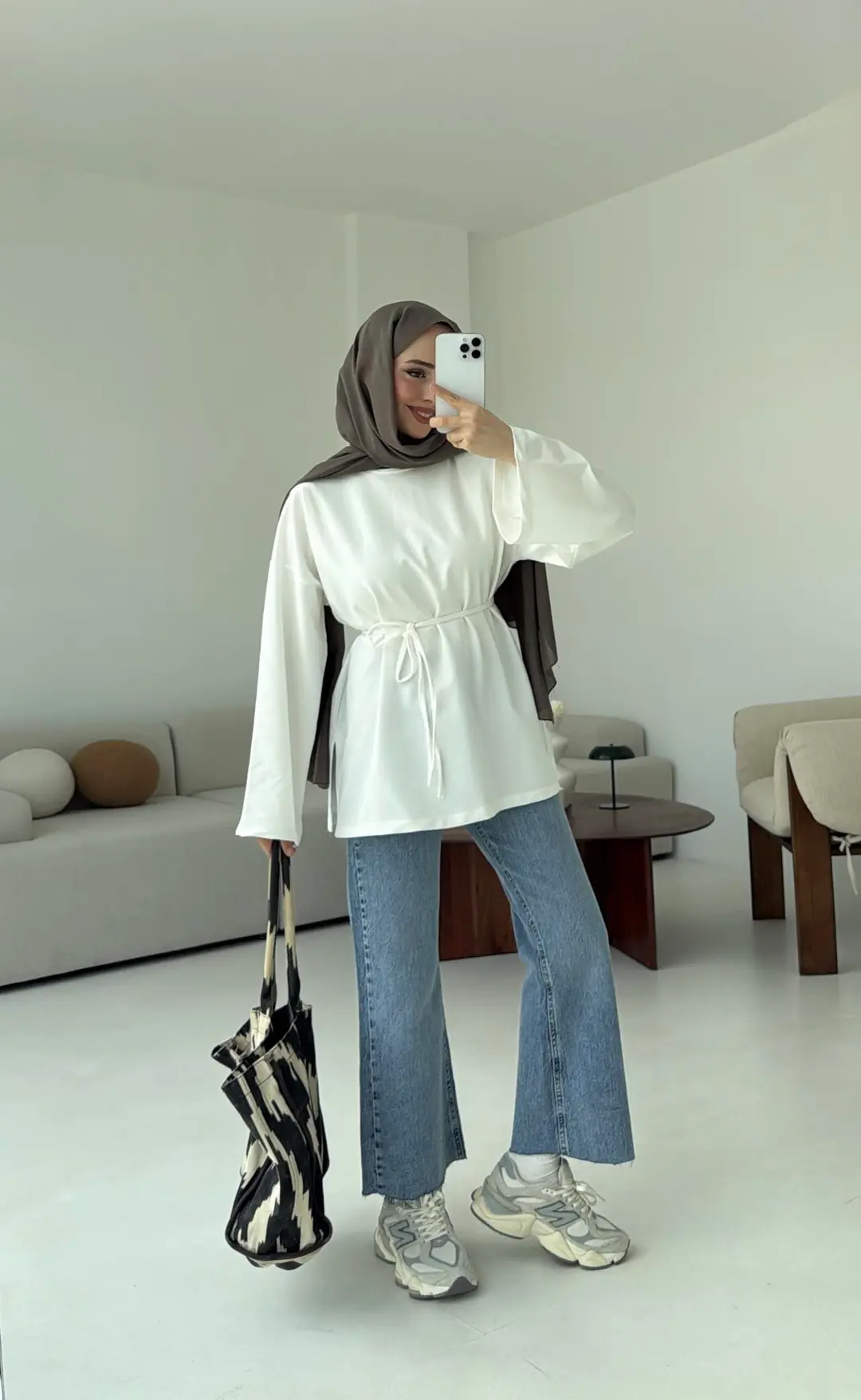 İki iplik Baglamalı Bluz Beyaz - Görsel 5