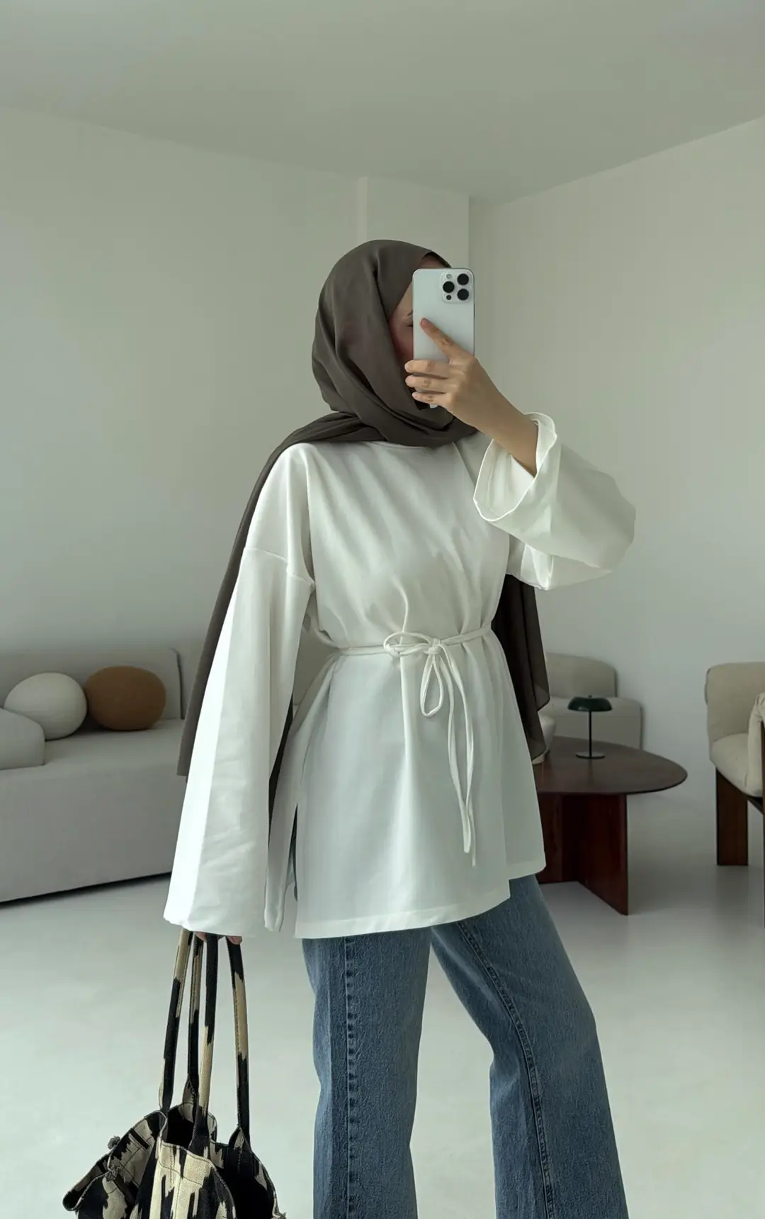 İki iplik Baglamalı Bluz Beyaz - Görsel 6