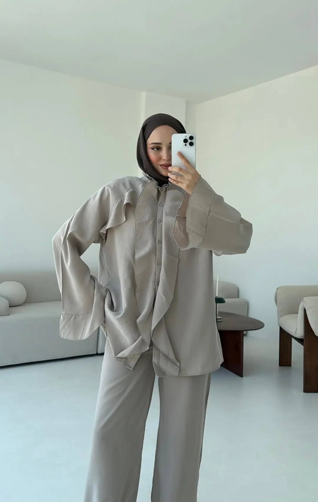 İspanyol Tencel Takım Bej - Görsel 10