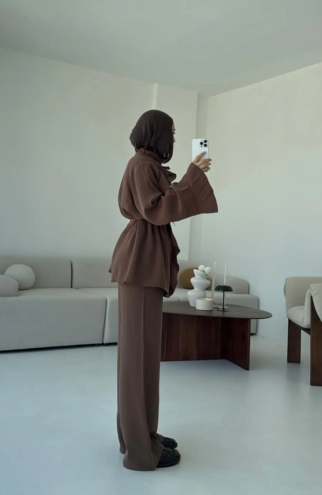 İspanyol Tencel Takım Kahve - Görsel 3