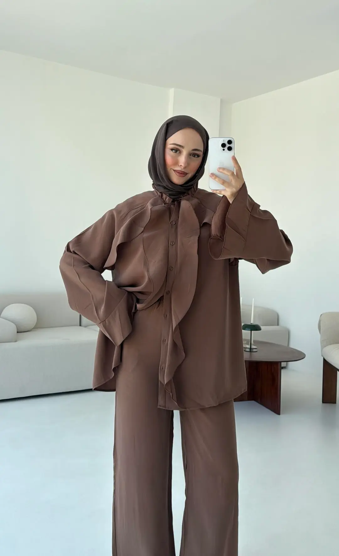 İspanyol Tencel Takım Kahve - Görsel 8