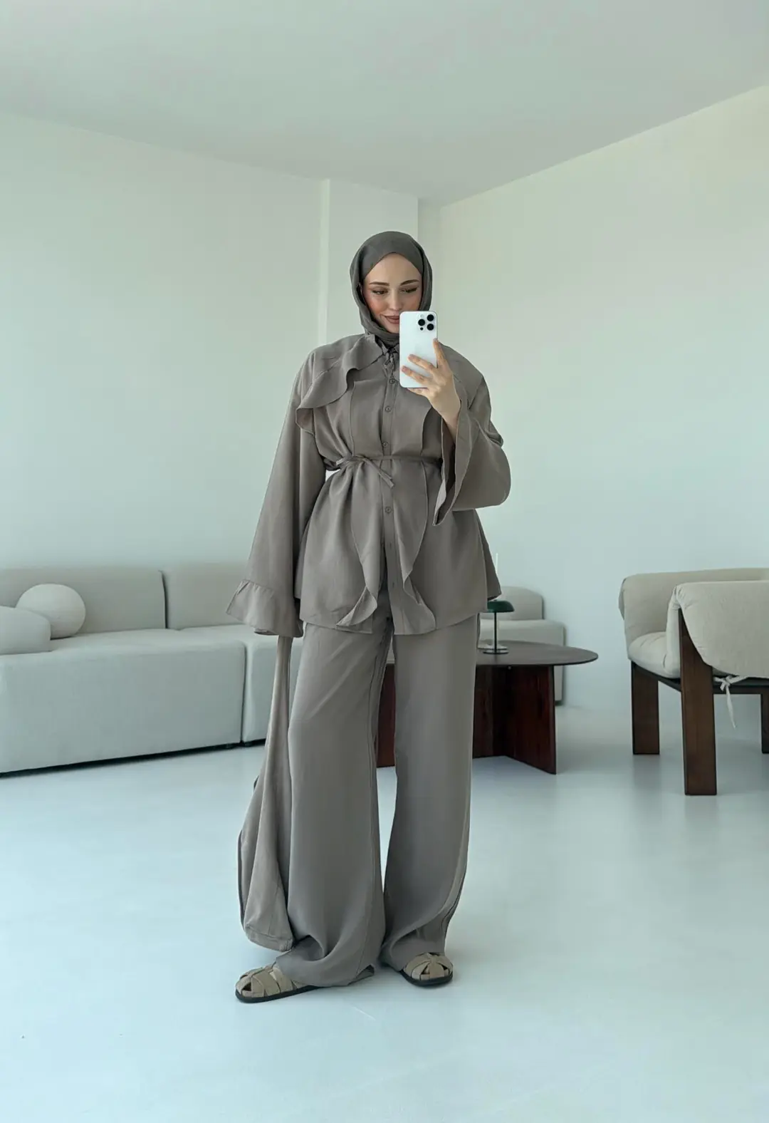 İspanyol Tencel Takım Vizon - Görsel 2