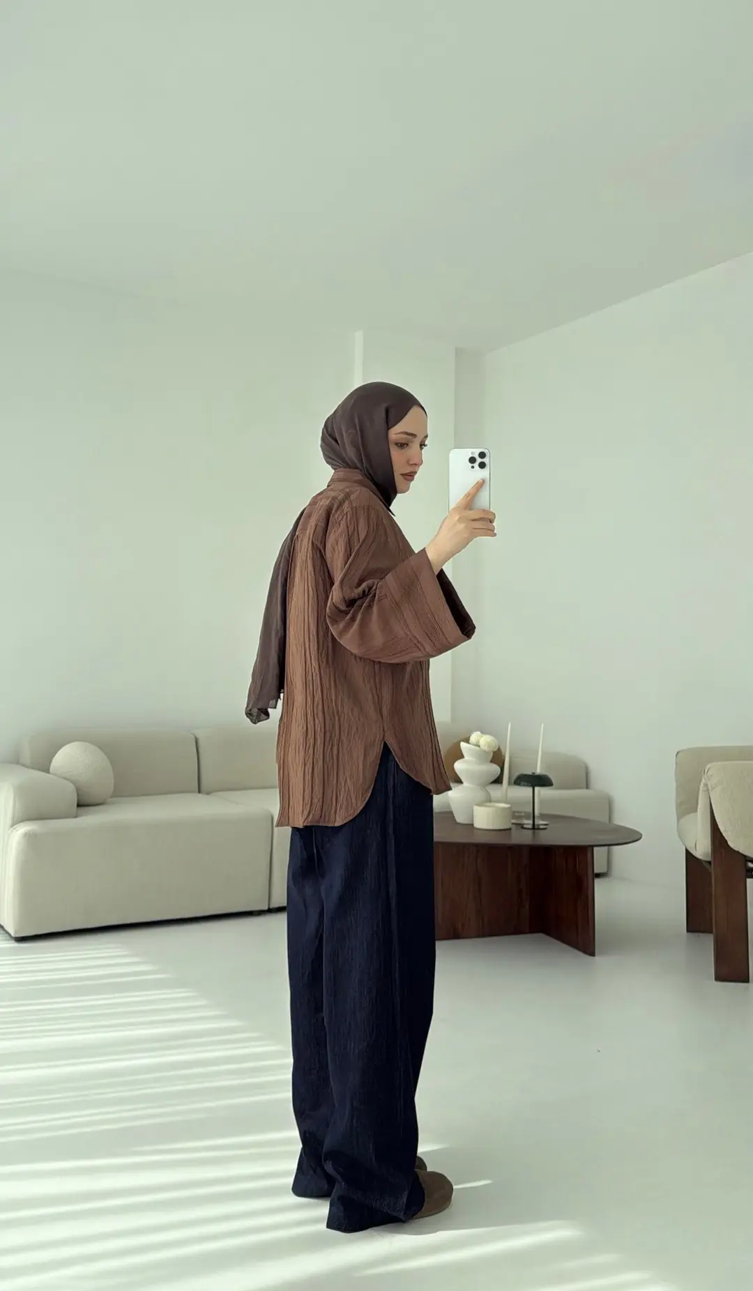 Jakarlı Gömlek Kahve - Görsel 3