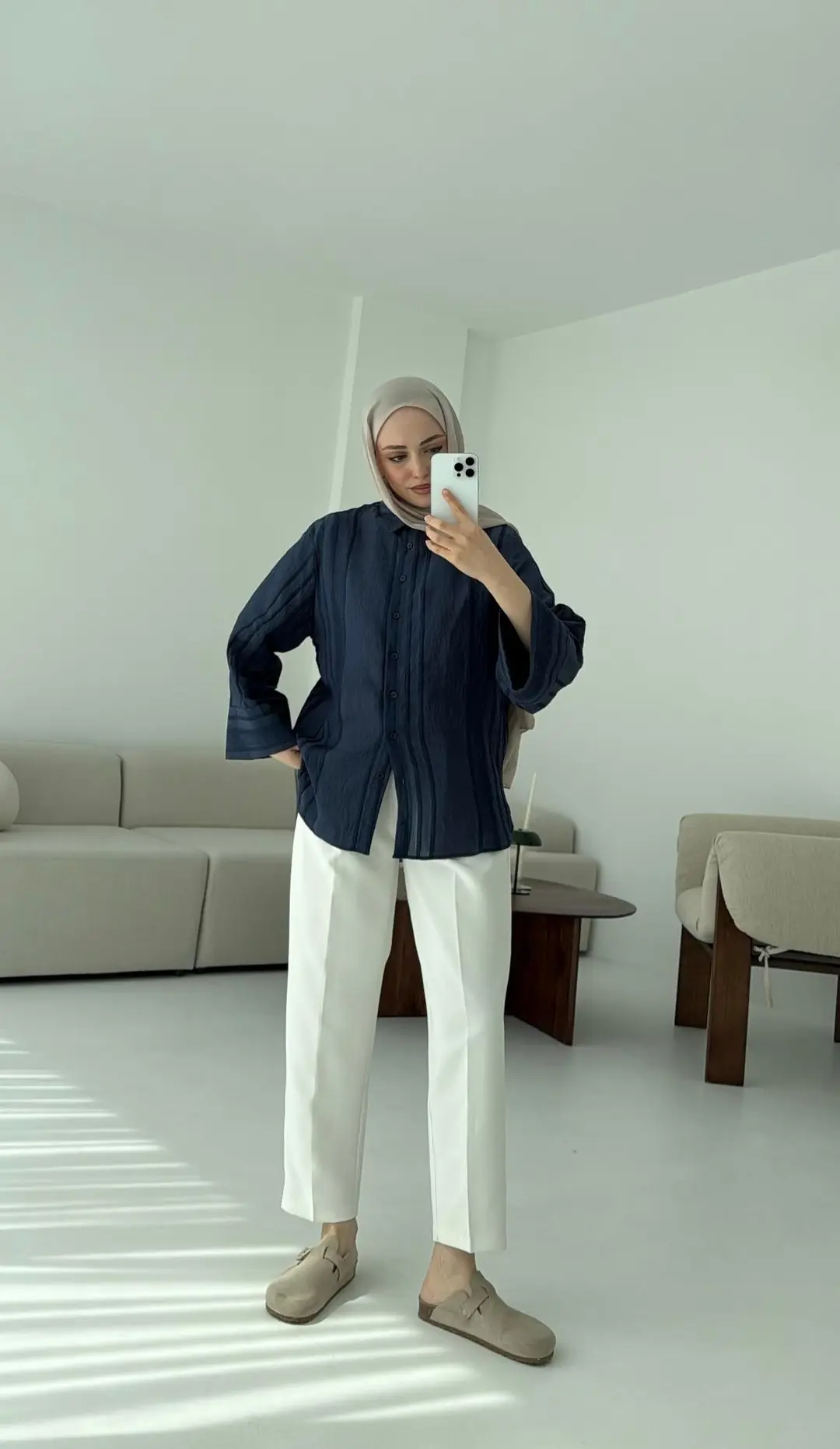 Jakarlı Gömlek Lacivert - Görsel 2