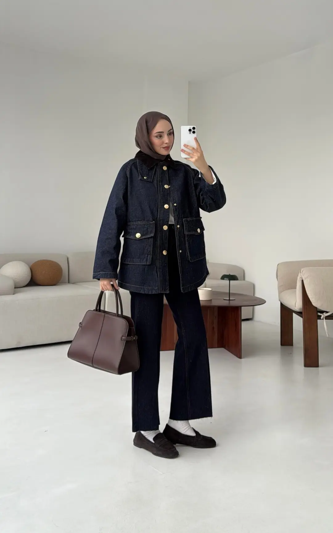 Kadife Yaka Premium Denim Ceket - Görsel 2