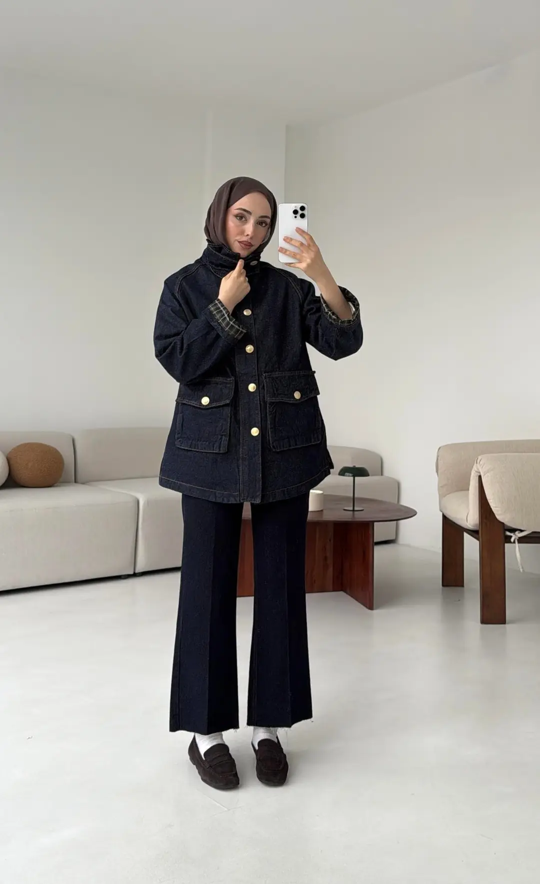 Kadife Yaka Premium Denim Ceket - Görsel 3