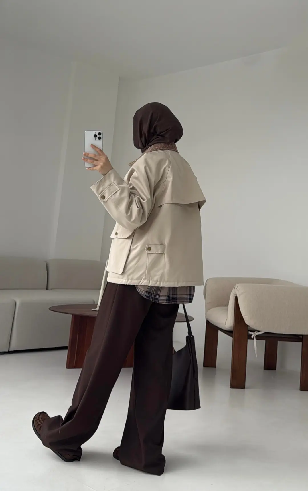 Kadife Yaka Dolgulu Ceket Bej - Görsel 2