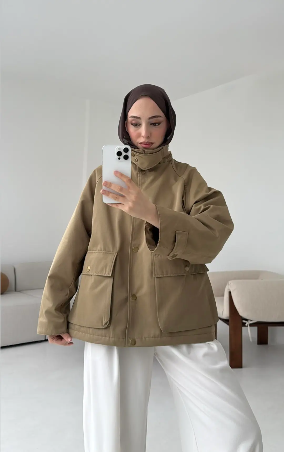 Kadife Yaka Dolgulu Ceket Deve Tügü