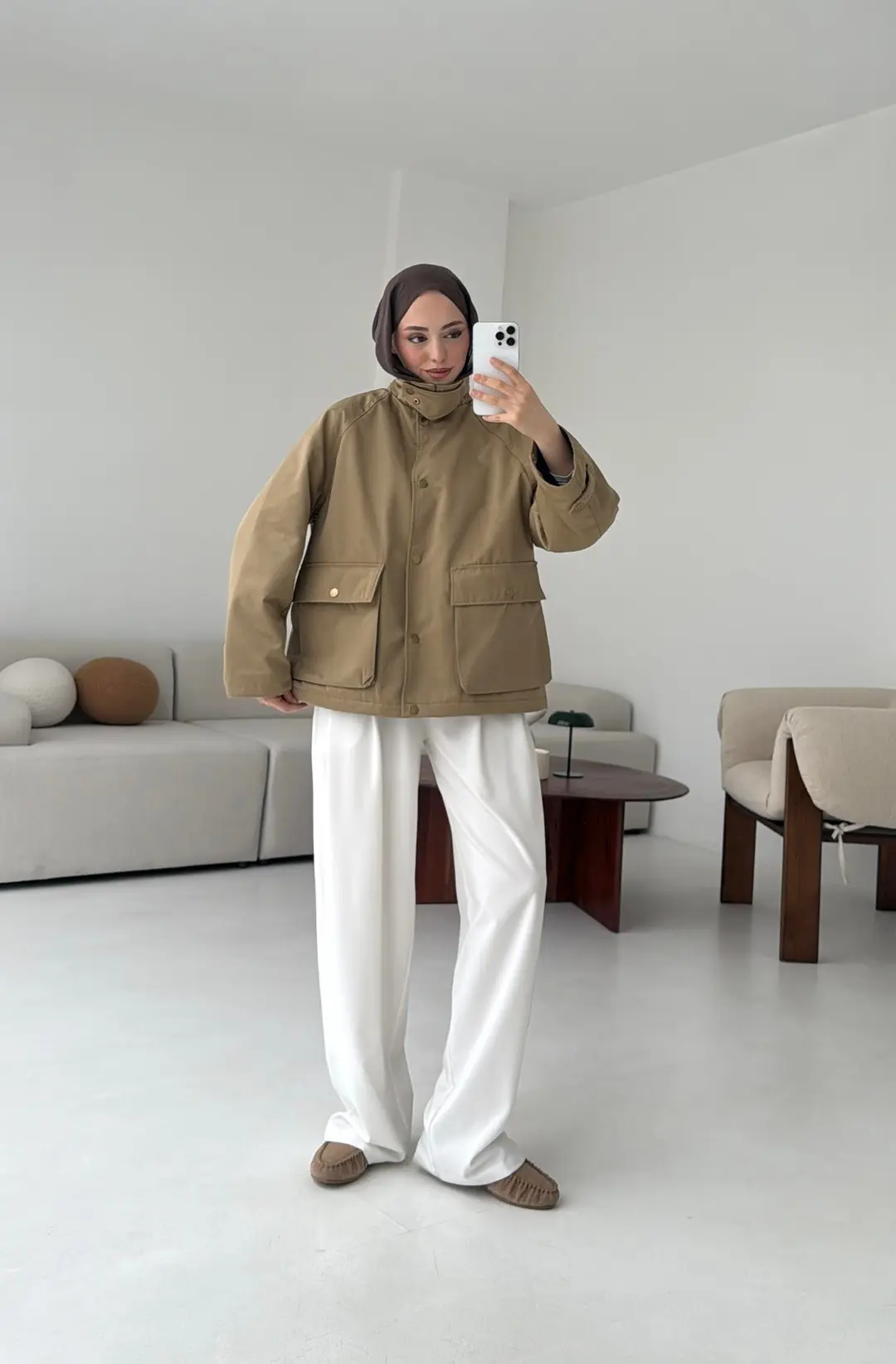 Kadife Yaka Dolgulu Ceket Deve Tügü - Görsel 5