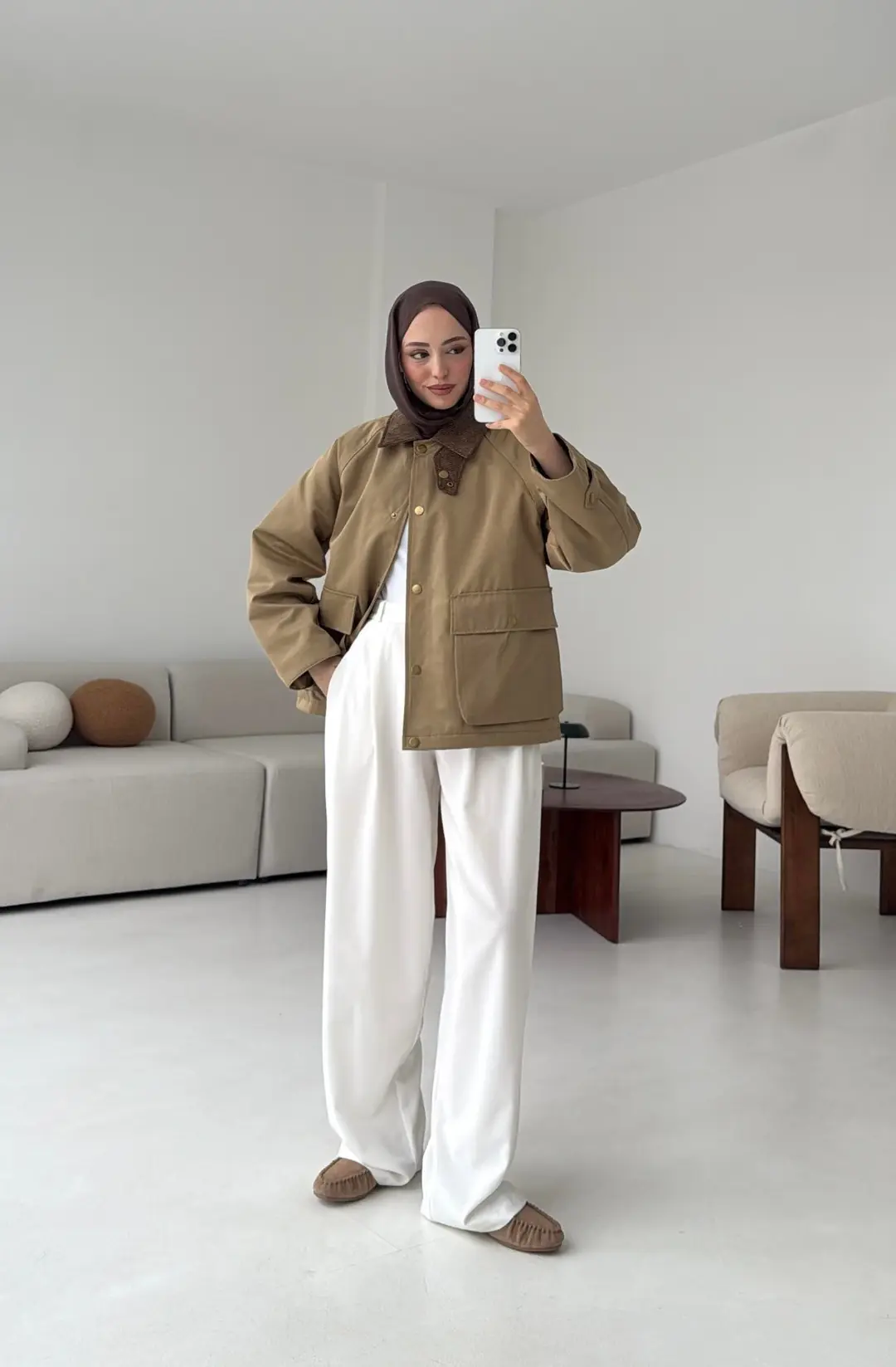 Kadife Yaka Dolgulu Ceket Deve Tügü - Görsel 9