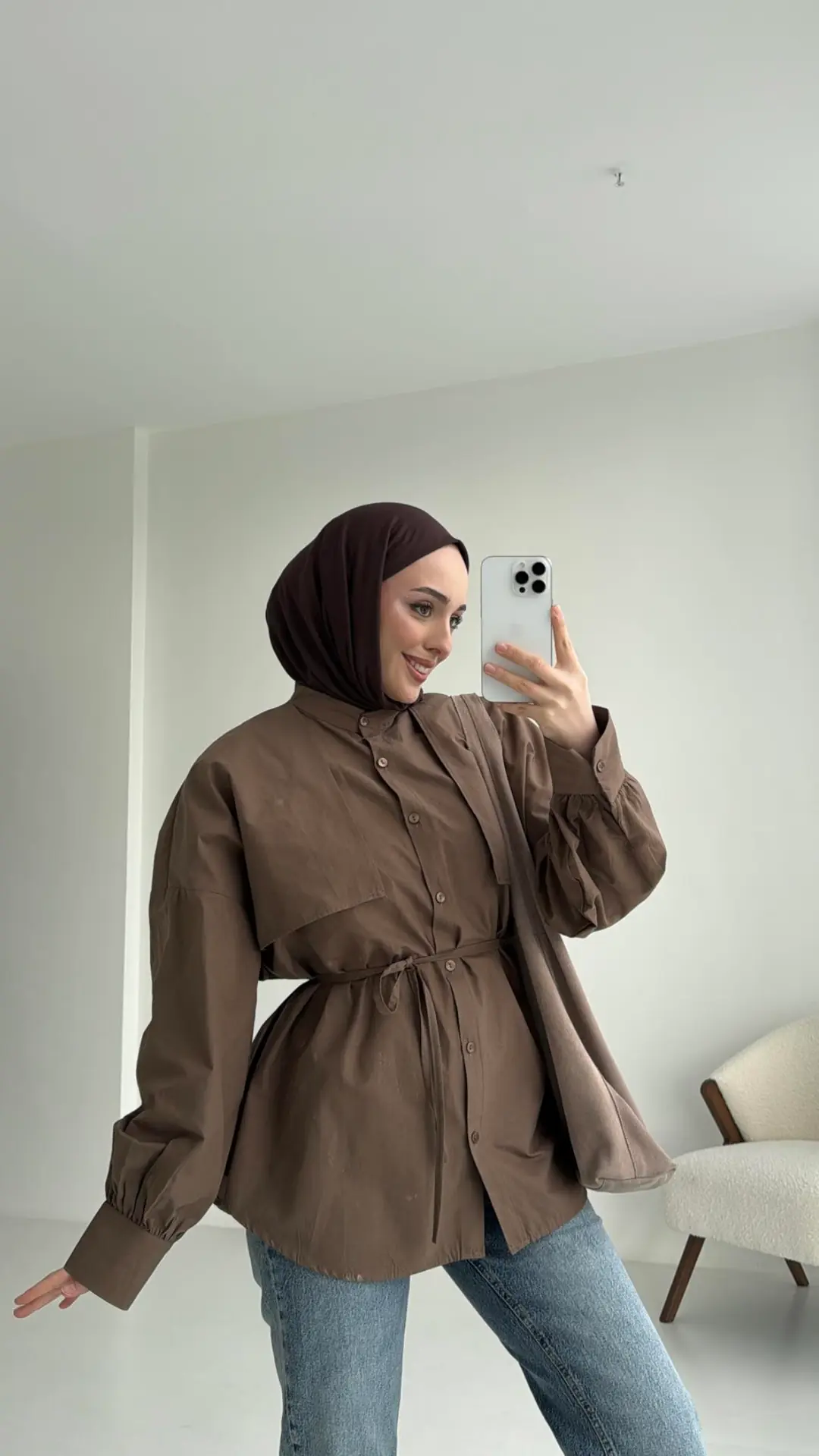 Kahve Bağlamalı Gömlek - Görsel 3