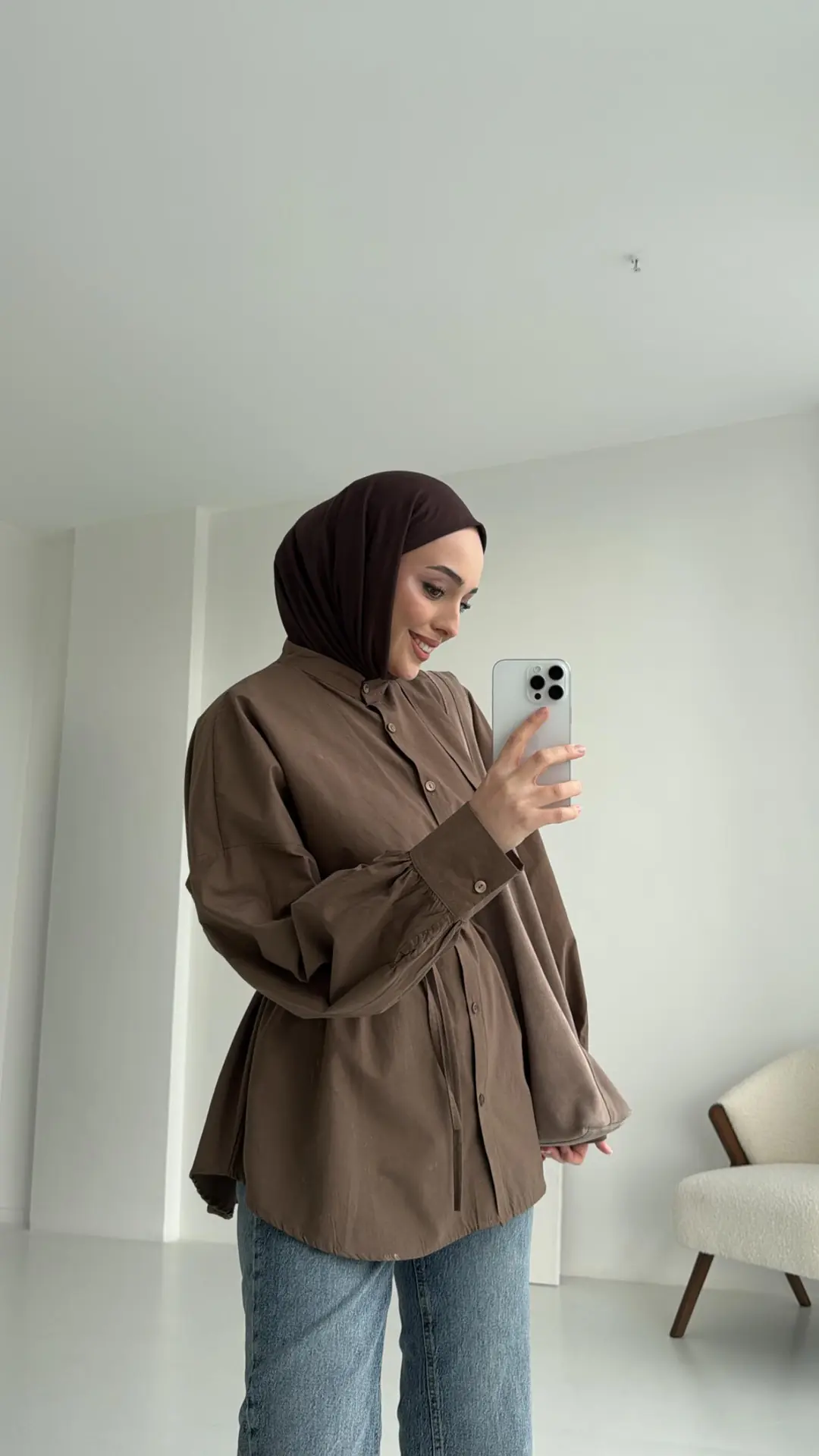 Kahve Bağlamalı Gömlek - Görsel 5