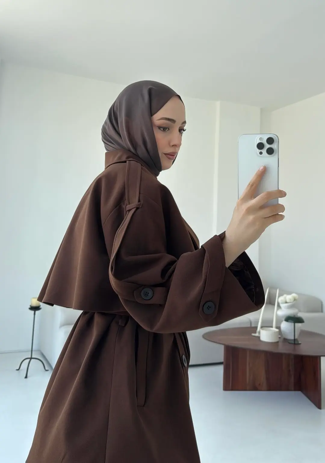 Kahve Bağlamalı Trençkot