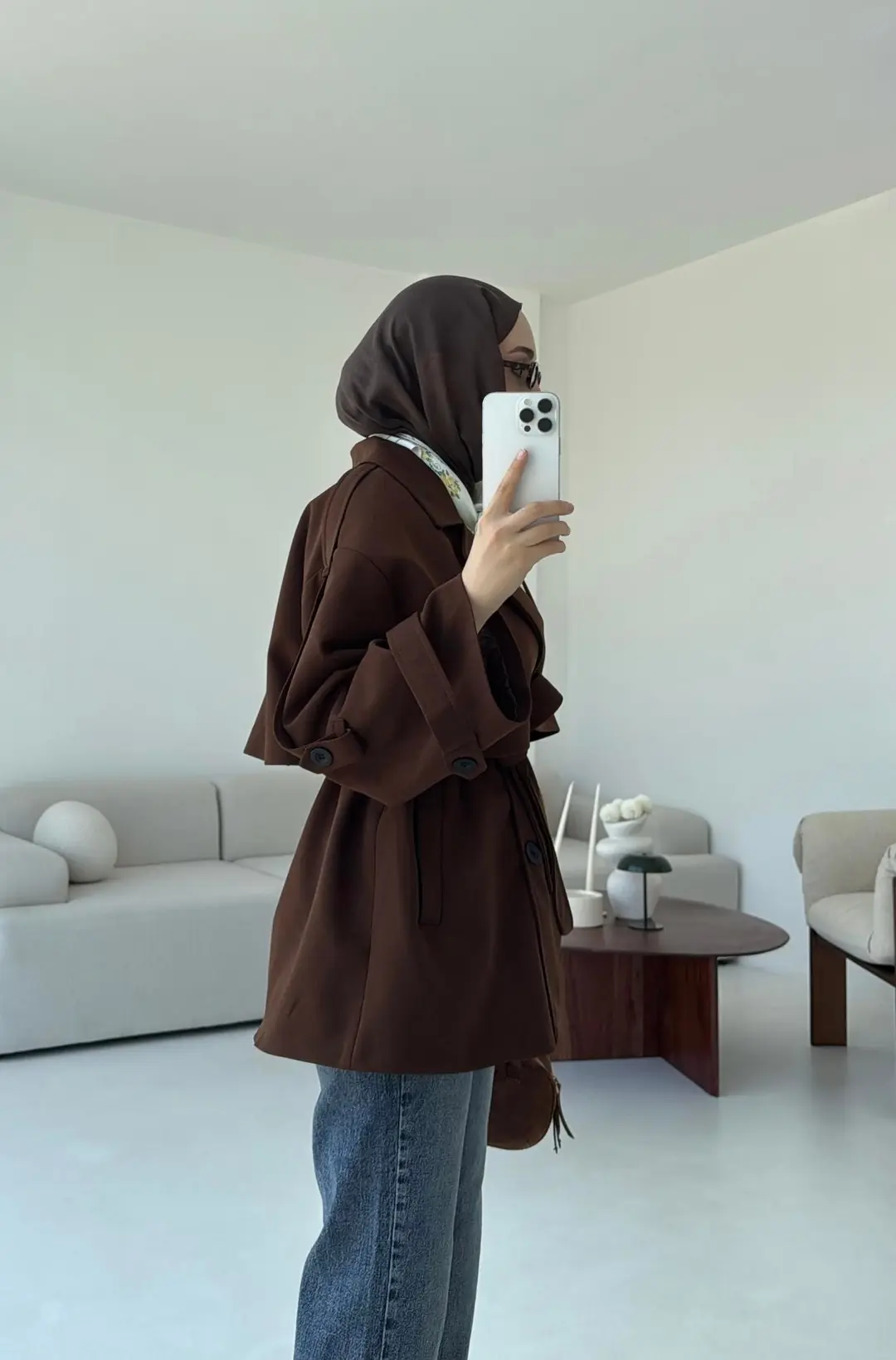 Kahve Bağlamalı Trençkot - Görsel 7